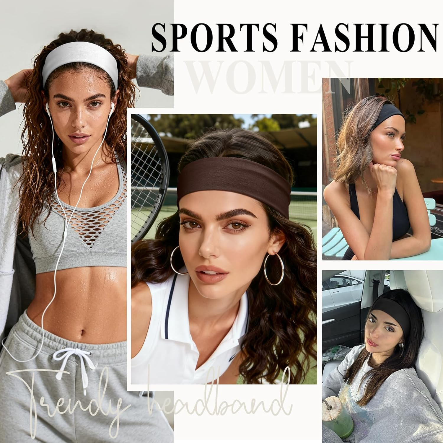 Tumurup Women'S Sports Headband, 7 Pieces Hair Band, Women'S Thin Elastic Hair Bands, Non-Slip Headband, Soft Hair Band, Yoga, Fitness, Running image number 3