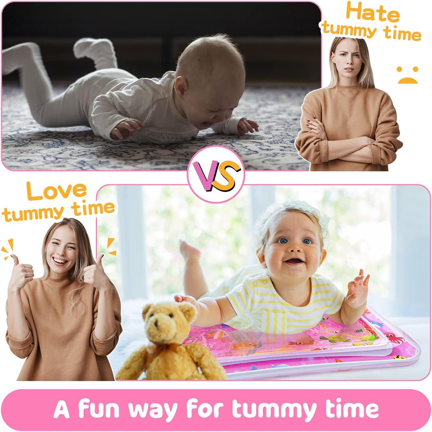 Inflatable Tummy Time Mat Premium Baby Water Play Mat for Infants and Toddlers Baby Toys for 3 to 24 Months Girls and Boys, Strengthen Your Baby'S Muscles, Water Play Mat Portable image number 1