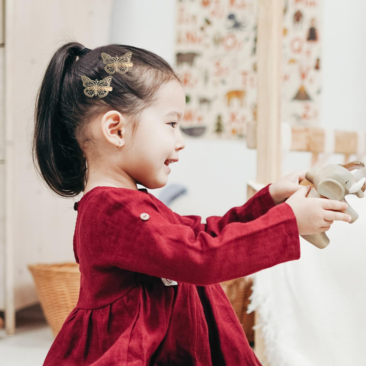 Healvian 12 X Metal Hair Clips Butterfly Hair Clips Butterfly Hair Butterflies Duckbill Hair Clips Butterfly Hair Clips with Large Bow Hair Pin Golden image number 1