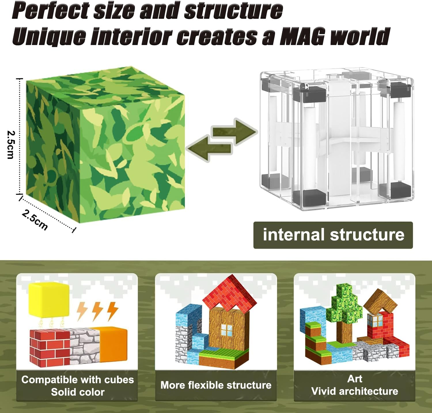 Magnetic Blocks Cubes 48PCS for Boys & Girls Age 3-4 4-5 6-8,STEM Montessori Sensory Toys for Toddlers for 3+ Years Old, Magnetic Construction Toys image number 2