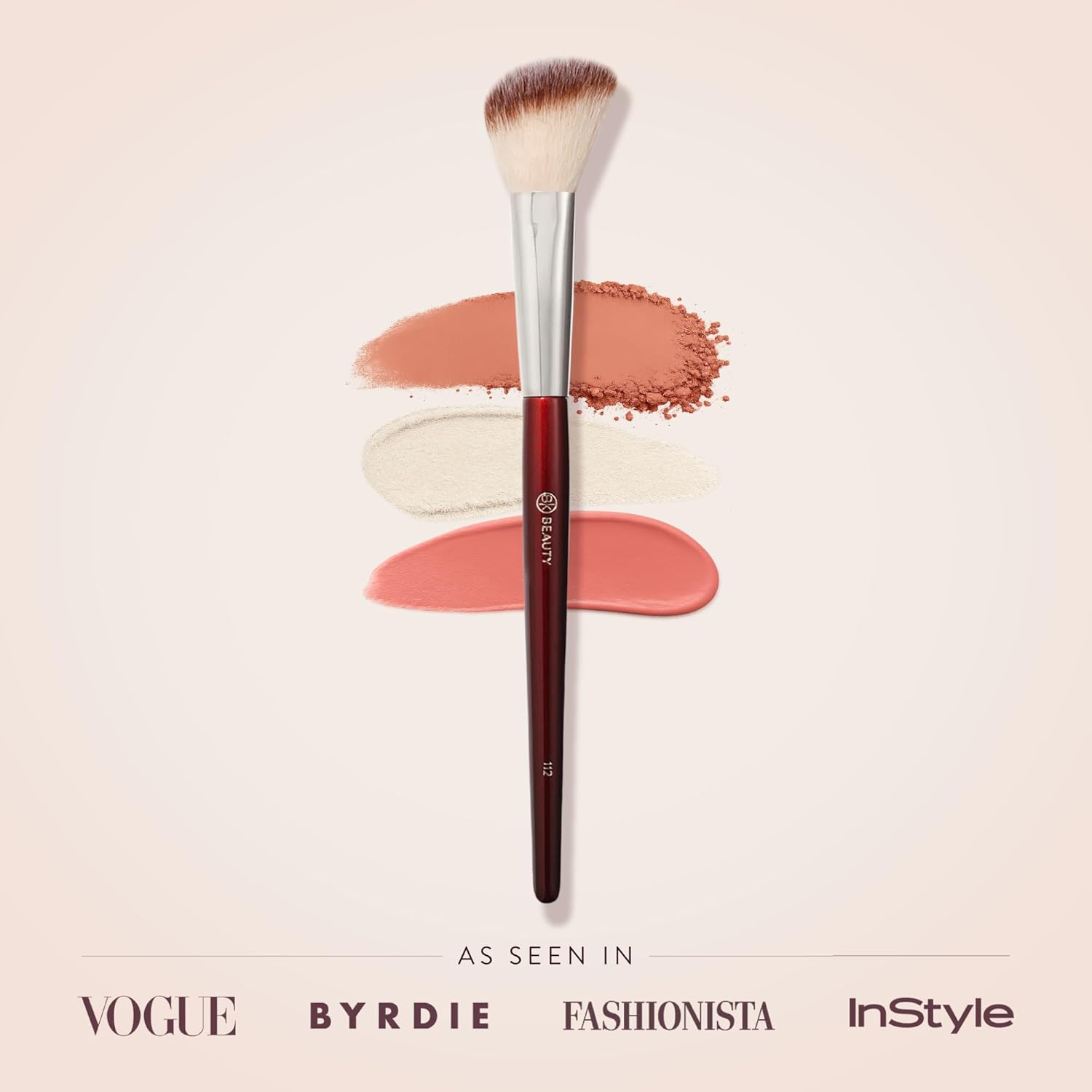 BK BEAUTY 112 SMALL ANGLED FACE BRUSH &ndash; Precise Angled Blush Brush for Soft, Natural Blend, Ideal for Blush on Smaller Faces & Highlighting