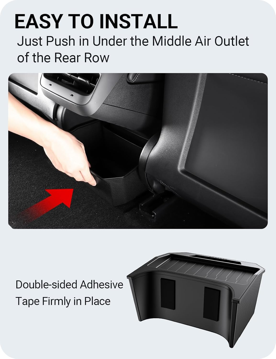 BASENOR 2017-2023 Tesla Model 3 Rear Center Console Organizer TPE Backseat Storage Box with Lid Cover Rear Middle Bin 2Nd Row Seat Organizer for Model 3 Interior Accessories Gen 2 image number 3