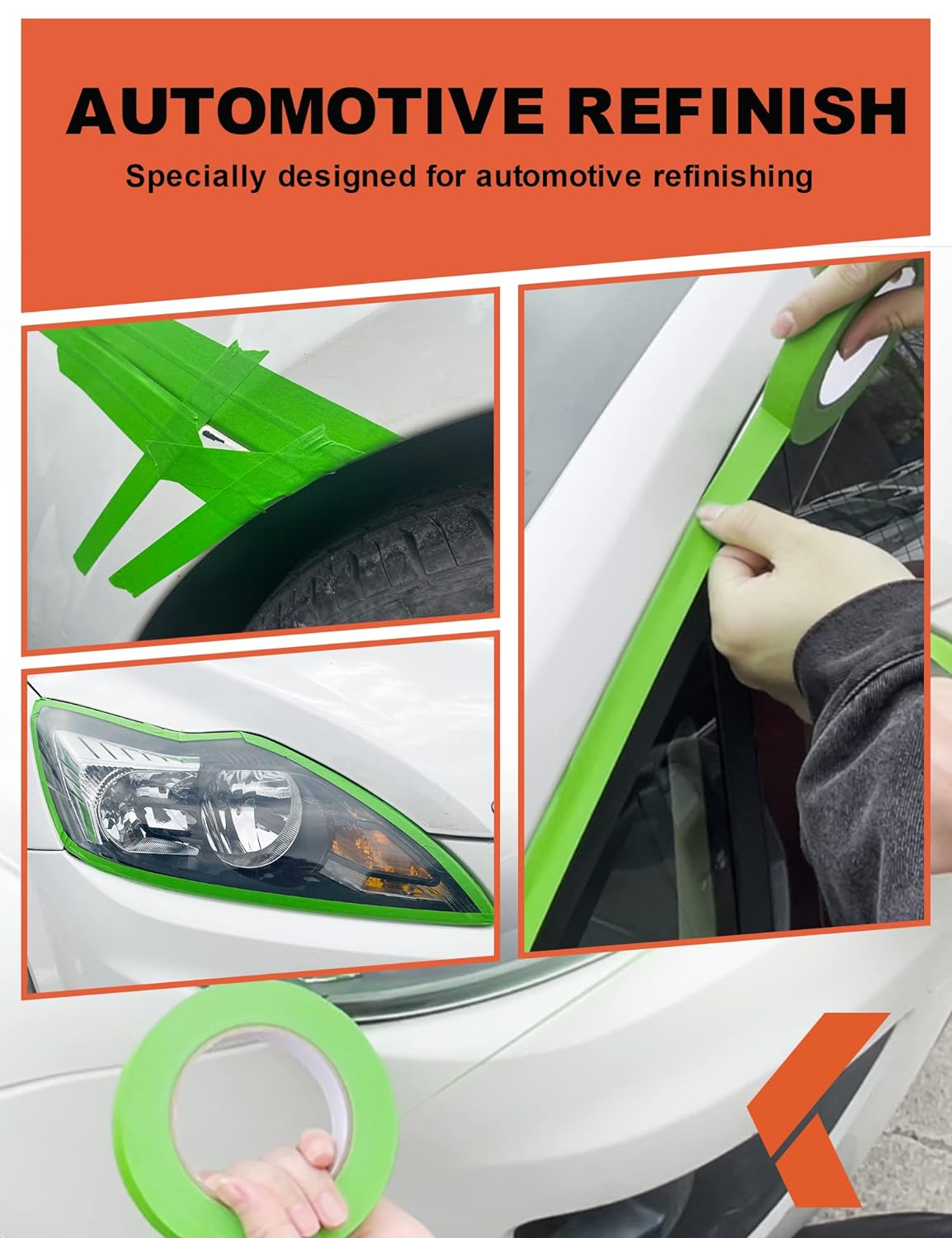 Car Paint Paint Tape Automotive No Residue Green Adhesive Tape for Automotive Paint - Heat Resistant for Paint Booth, 1.88 Inch X 60 Yard, 4 Rolls image number 3