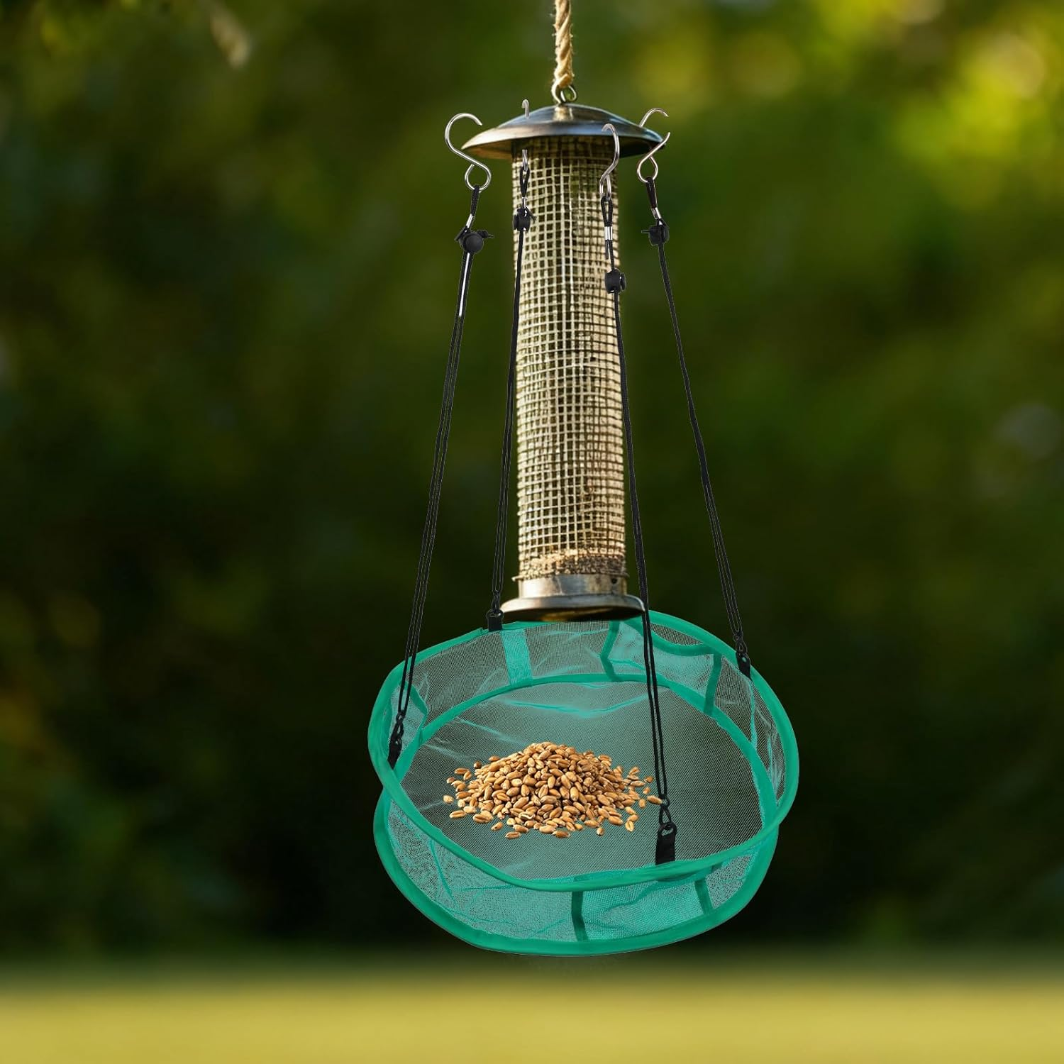 2Pcs Bird Feeder Trays, 16In/41.5Cm Diameter Hanging Platform Bird Seed Feeder Mesh Tray with Lanyards Windproof Design for Outdoor Yard Backyard Garden & Lawn Use image number 2