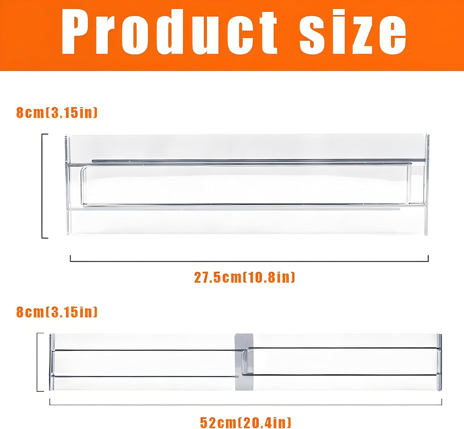 WYFVITDY 10 Pack Drawer Dividers Adjustable Clear Drawer Organisers Expandable 27.5-52Cm, 8Cm High Dividers Separators for Kitchen, Bedroom, Office, Bathroom No Tools Needed image number 3