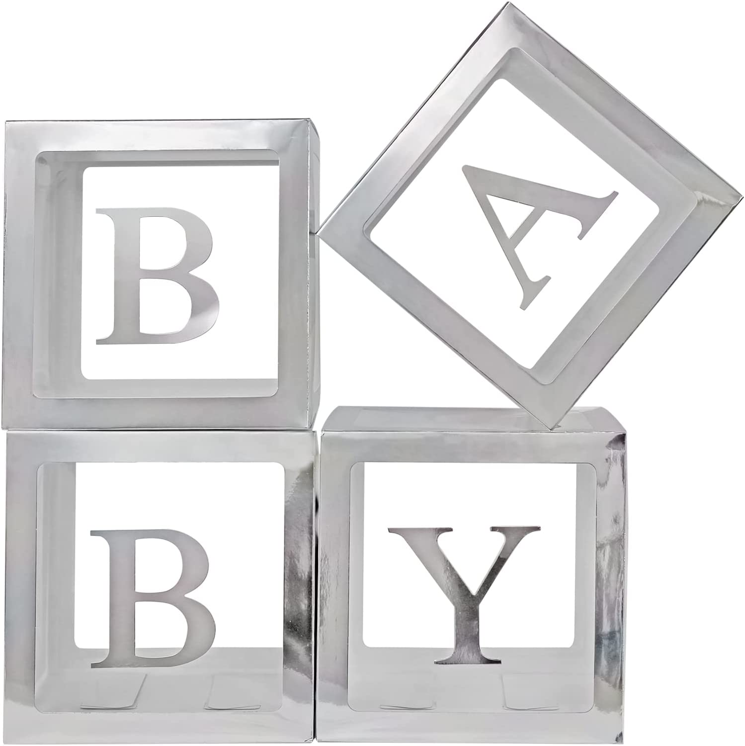 YALLOVE Baby Boxes for 1St Birthday, ONE Letters for Baby Shower Decoration, White Transparent Balloon Gift Box