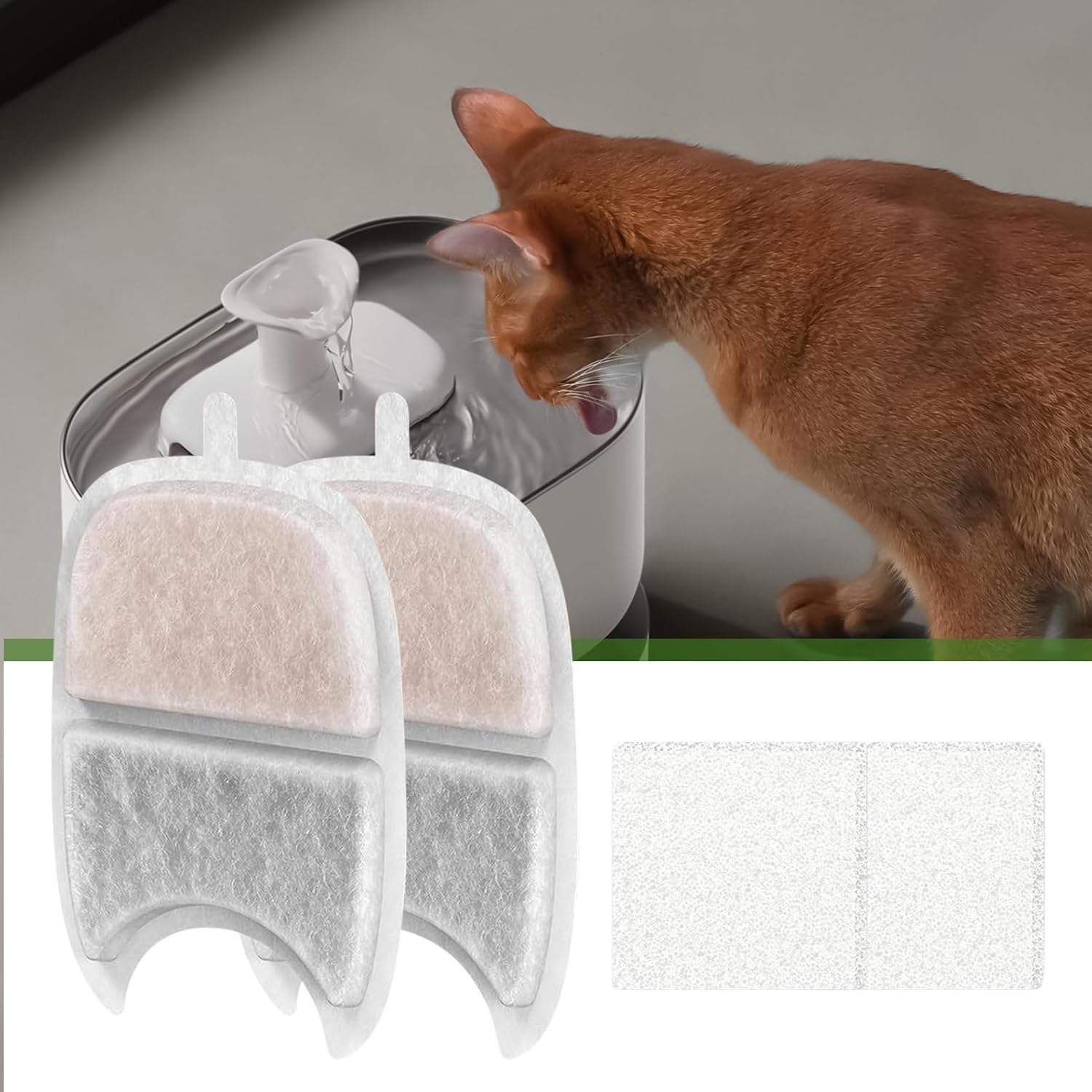 Pet Fountain Filter Replacement,5X Cat Water Fountain Filters with Sponges | Triple Filtration Purifier for 4L Stainless Steel Drinking Dispenser image number 5