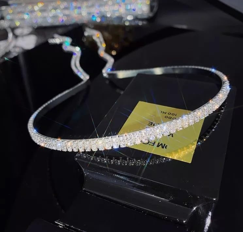 Fdsmall Rhinestone Wedding Headbands, Crystal Tassel Headband, Sparkling Hair Chain, Hair Hoop, Fake Earrings, Bling Hair Bands, Rhinestone Headpiece, Hair Accessories for Wedding, Bride, Girls (02)