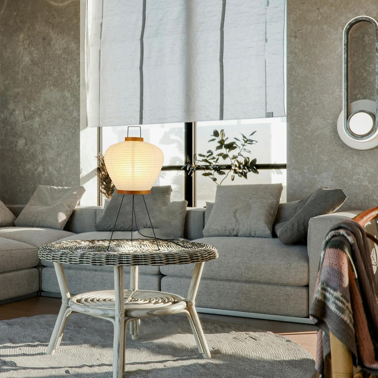 Noguchi Paper Floor Lamp, Akari Rice Paper Floor Lamp for Wabi Sabi Decor, Ideal for Bedside, Living Room, and Japandi D&eacute;cor (Wooden) image number 4