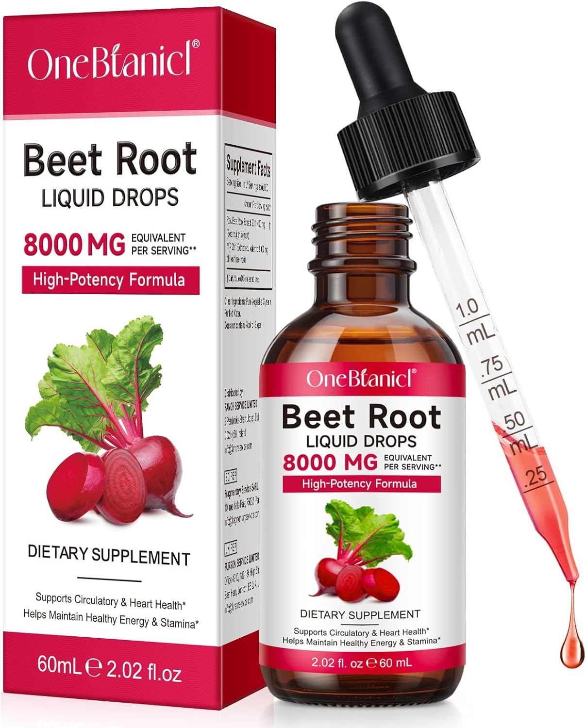 Beet Root Liquid Drops 60Ml | 20:1 Concentrated Liquid Extract | 400Mg Beet Root Extract per Serving | Equivalent to 8000Mg Fresh Beetroot | Vegan, Alcohol-Free, Sugar-Free image number 2