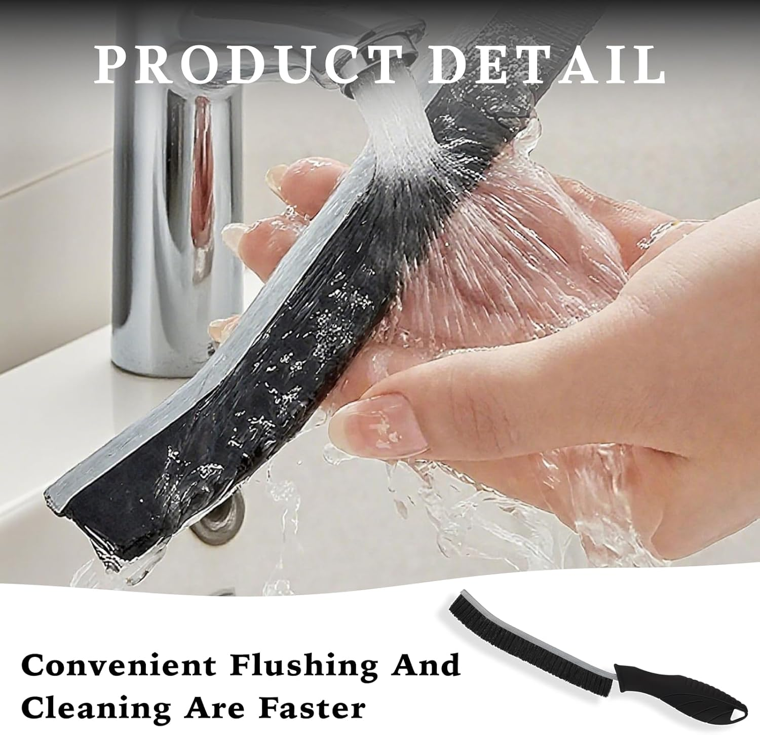 4-Pack Hard Bristle Crevice Brushes &ndash; Multi-Surface Gap Cleaning Tool Set (Black) image number 5