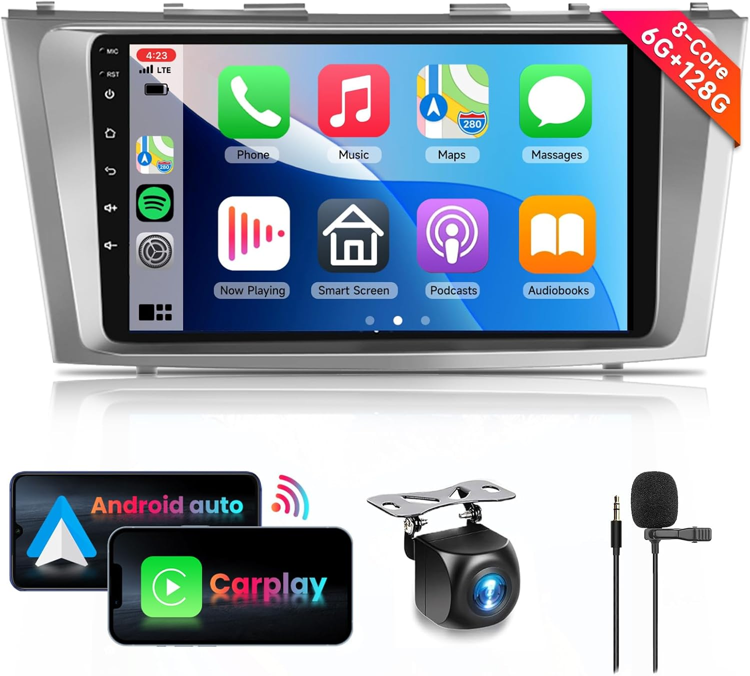 For Toyota Camry 2006-2011 with JBL 8 CORE 6G+128G Car Radio Stereo with Wireless Carplay Android Auto, 9 Inch 1280 * 720P IPS Touch Screen Android 13 GPS Wifi Bluetooth 32-Band DSP SWC HD Camera image number 1