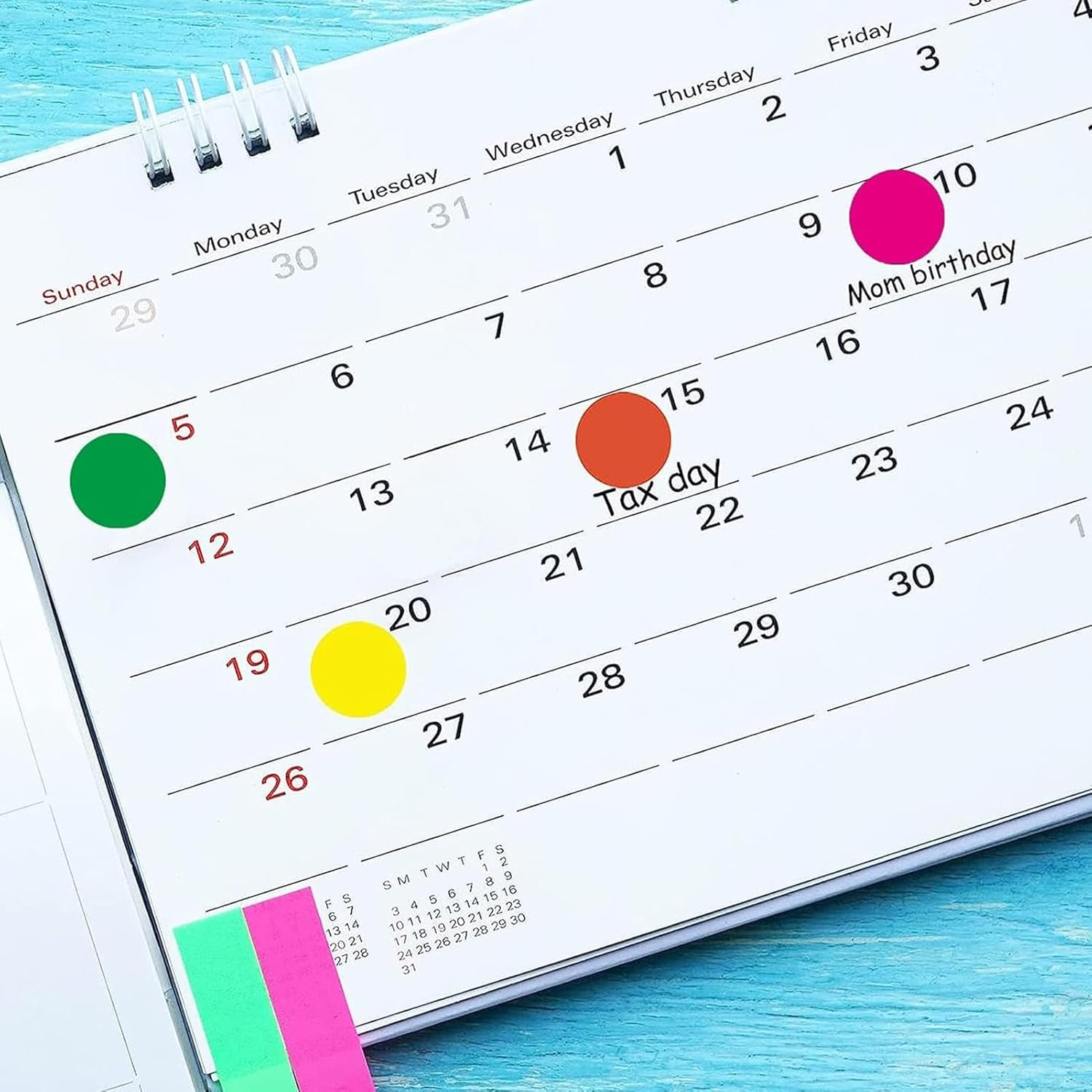 5000 PCS 3/4" Colored Dot Stickers Circle Color Coding Labels, 10 Color Style Colorful Coding Label Sticker for Office, Student Classroom image number 5