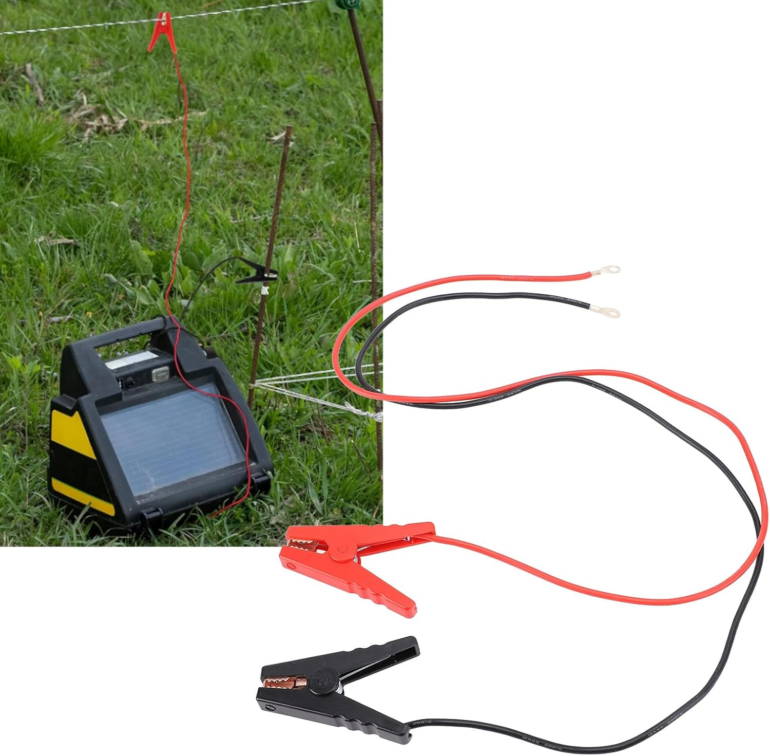 2 Electric Fence Clips Jumping Wires with Alligator Clips for Connection and Set Suitable for Solar Electric Fences Farm Fencing Systems and Satellite Antennas