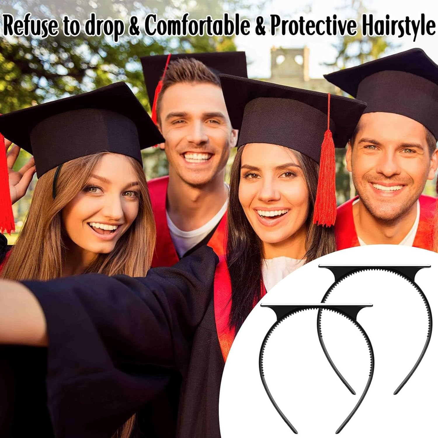 Rectangle Graduation Cap Headband Comfortable Wear Ensuring Holder Upgrade Grad Cap Headband Insert Firm Anti-Fall Hairband for Graduation Hairstyle Hat Accessories Hairband for Graduates Present image number 6