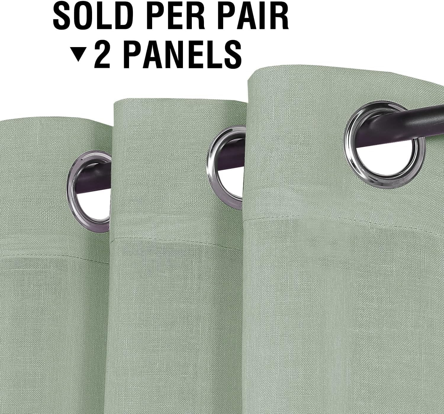 H.VERSAILTEX Linen Sheer Curtains for Living Room/Bedroom Linen Curtains Light Filtering Semi Sheer Curtains Provide Privacy Curtains & Drapes -2 Panels Set, Each W132Cm X D243Cm, Sage image number 4