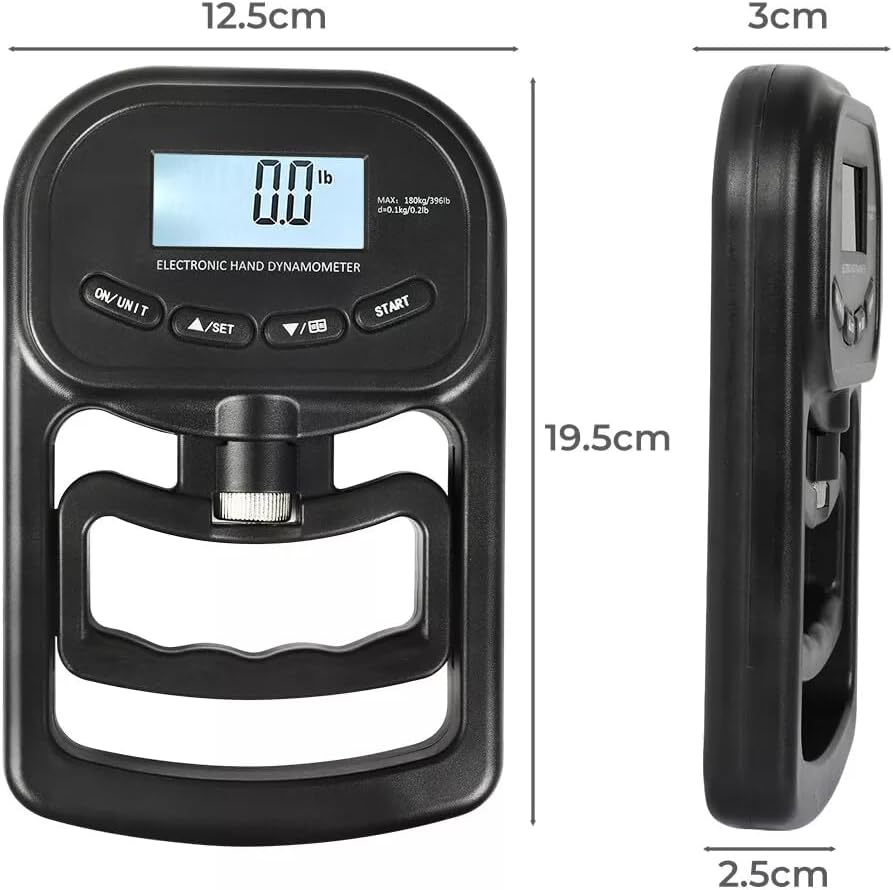 396Lbs/180Kg Grip Strength Trainer, Rechargeable Electronic Hand Dynamometer, Digital Grip Strength Tester with LCD Display, Adjustable Hand Grip Dynamometer Hand Exercisers for Strength(With Hand Grip Strengthener)