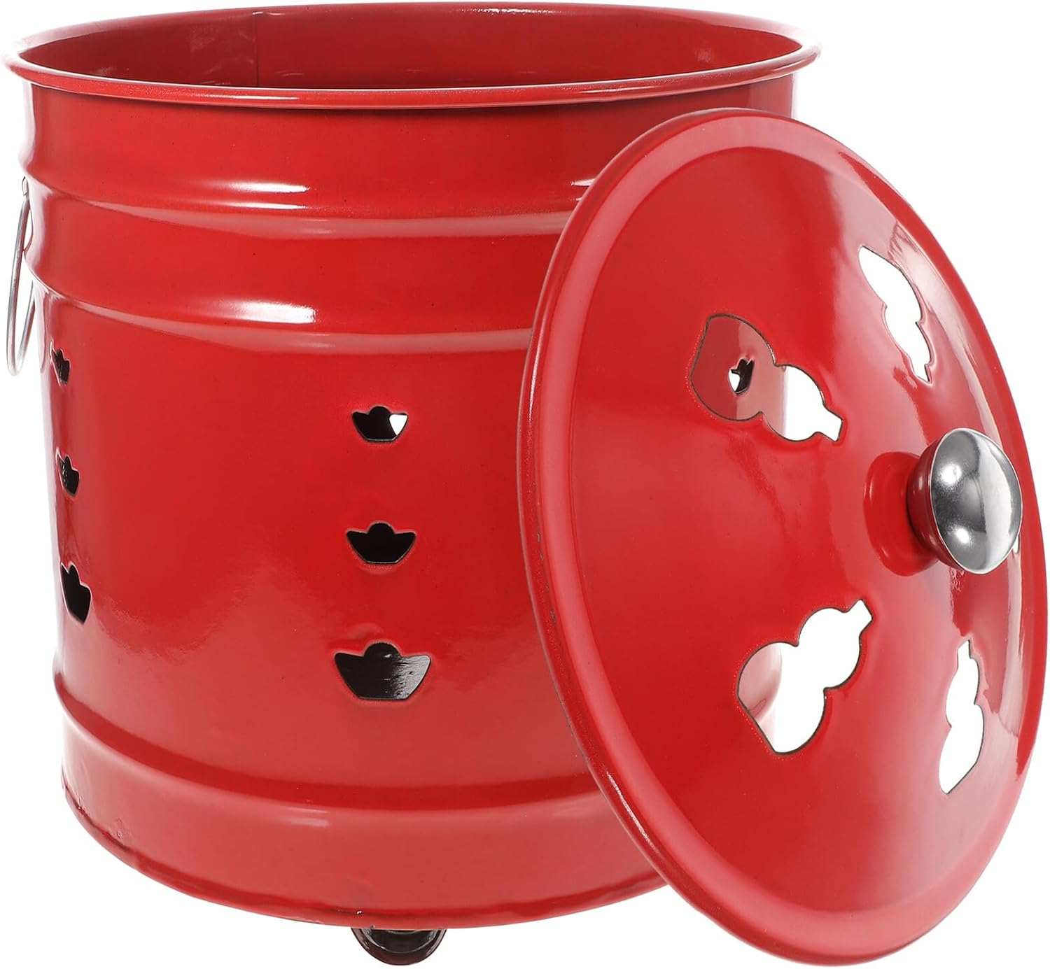 YARNOW Red Enamel Paper Money Incinerator Bucket 6# Sturdy Coating for Chinese Sacrifices, Home and Garden Burning Barrel, Professional Treasure Inviting Burn Pot Random Style image number 2