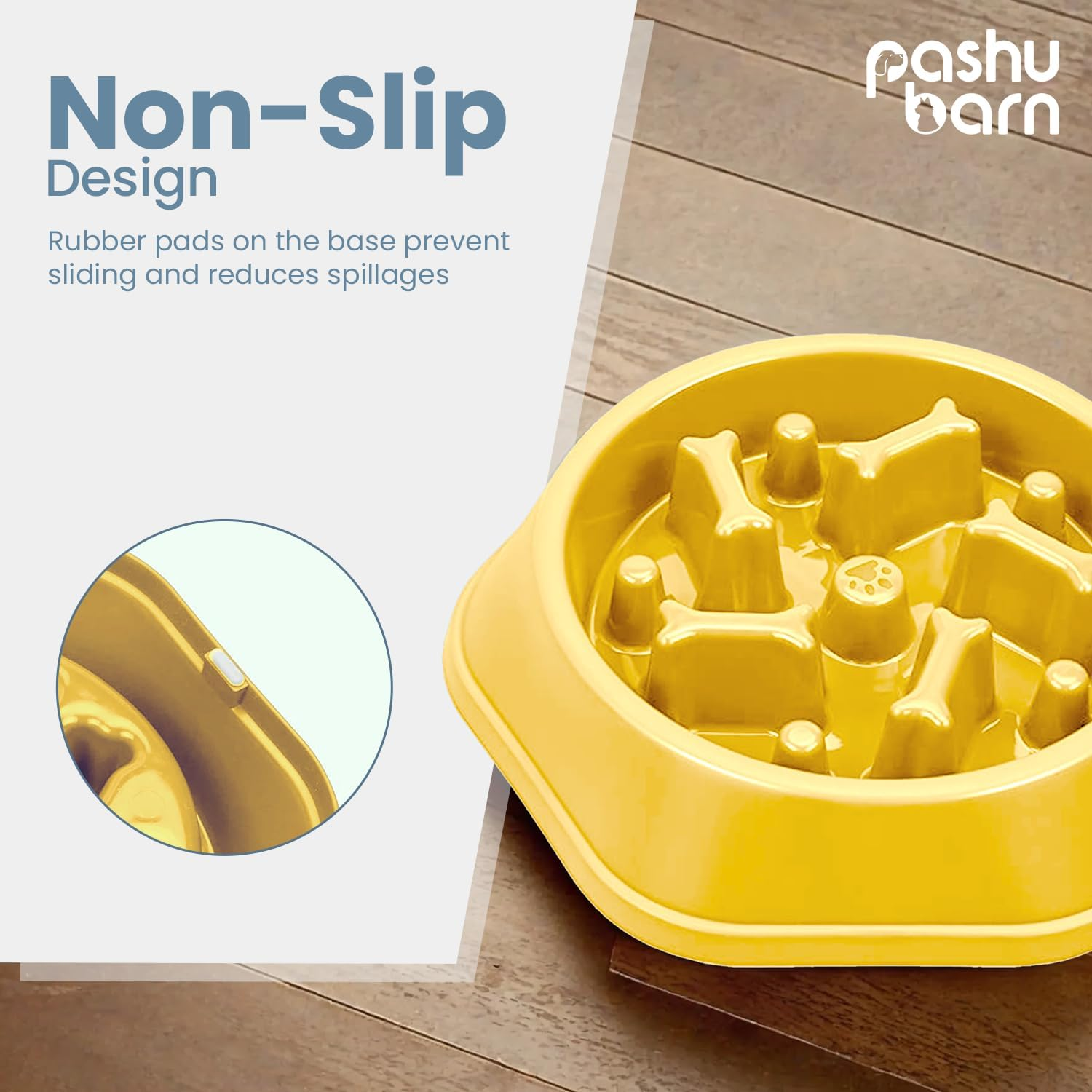 Large 500Ml Slow Feeder Dog Bowl - Interactive Pet Feeder Anti-Slip Base to Promote Healthy Eating, Reduce Overeating, Bloating, Vomiting, and Obesity - (Yellow) image number 2