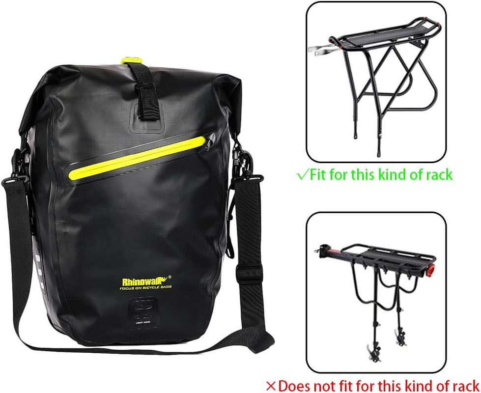 Rhinowalk Bike Bag Waterproof Bike Pannier Bag 27L,(For Bicycle Cargo Rack Saddle Bag Shoulder Bag Laptop Pannier Rack Bicycle Bag Professional Cycling Accessories)-Green - Green image number 5