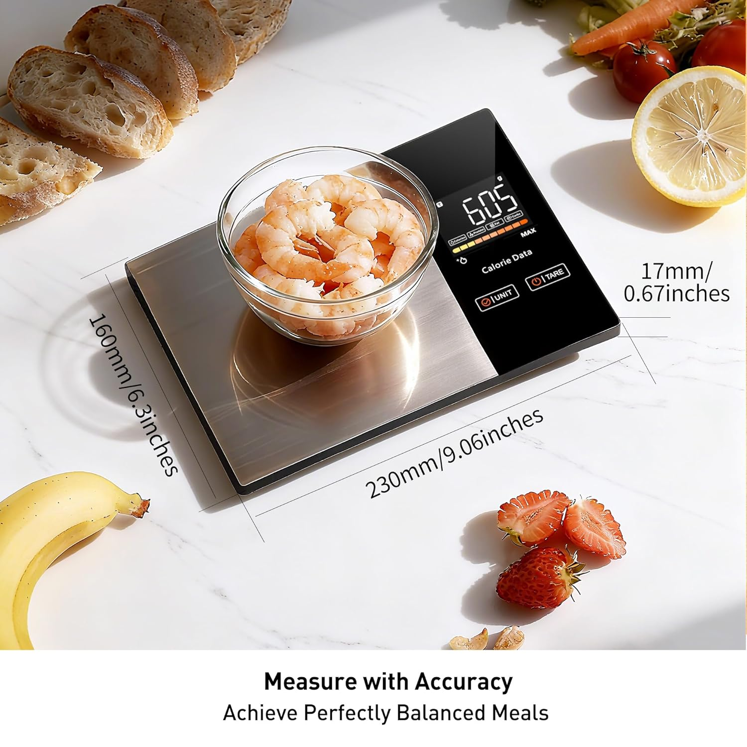 Smart Kitchen Scales Calorie Counting Nutrition Food Scale with Free App & Bluetooth Tracks 20 Nutrients. 1G/0.1Oz Precision with Tare&ndash; for Weight Loss, Fitness & Meal Prep.New Year, a Healthier You. image number 4