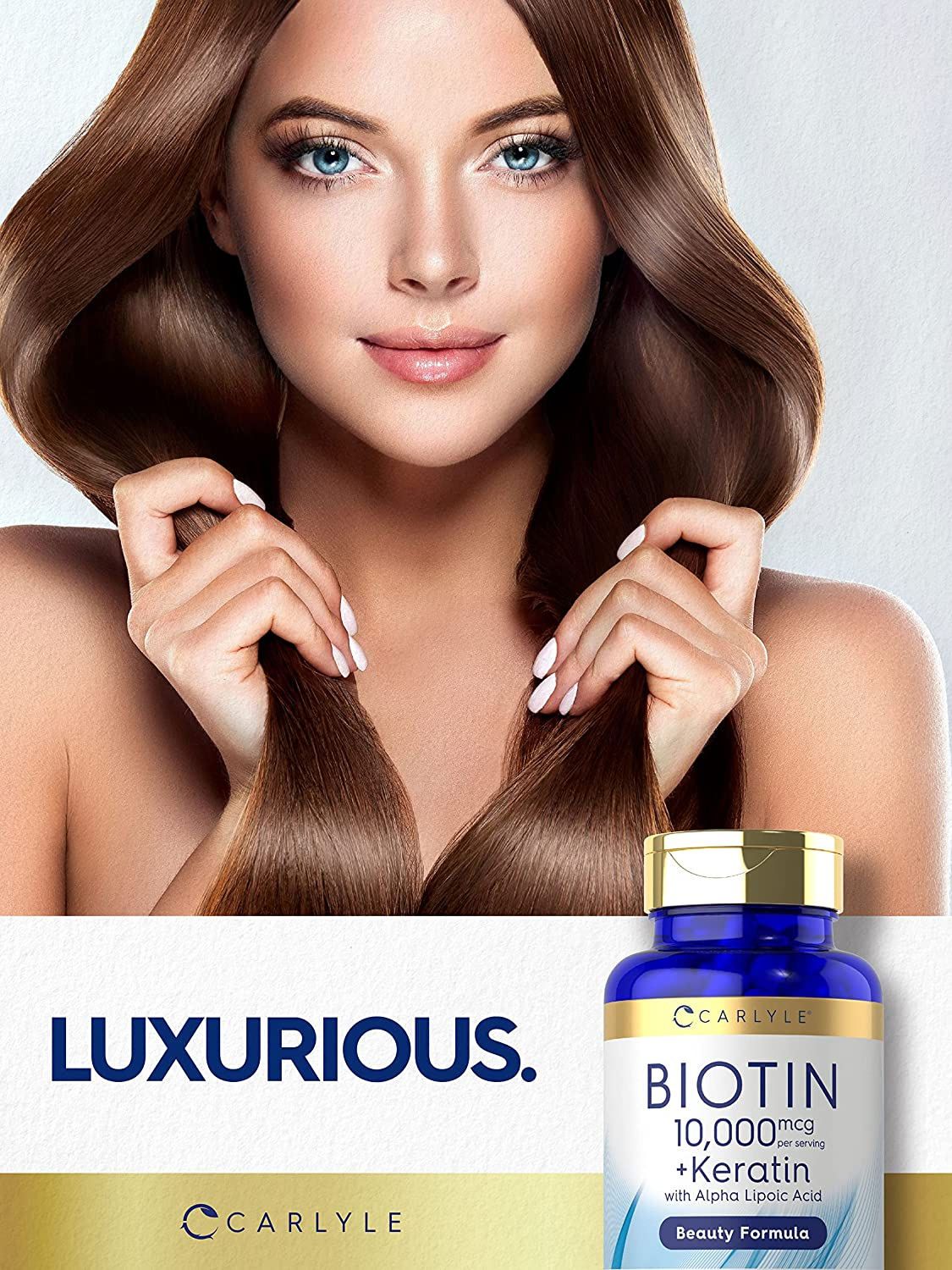 Biotin 10000Mcg | 150 Capsules | Beauty Formula with Keratin | Non-Gmo, Gluten Free Supplement | by Carlyle image number 1
