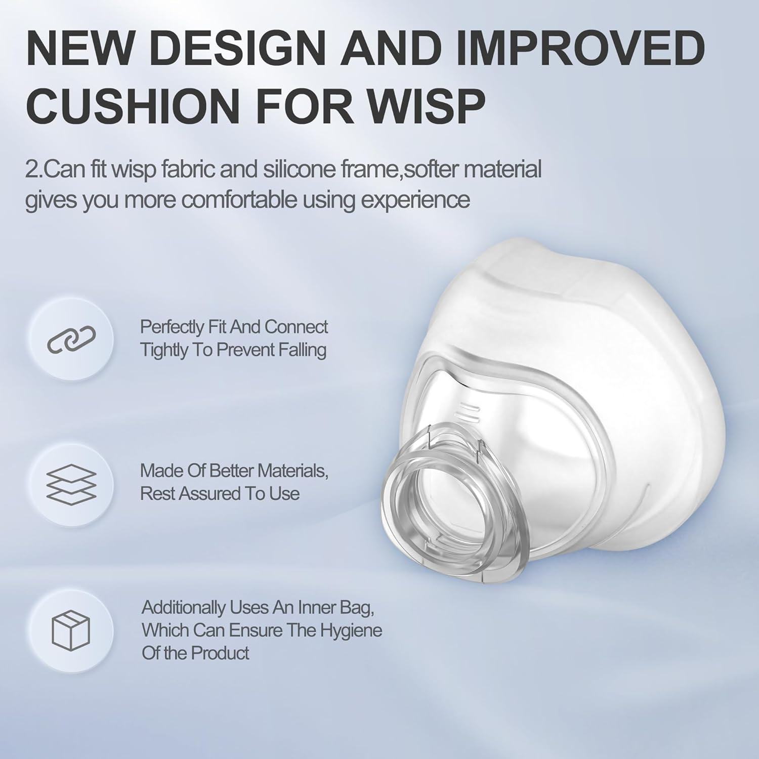 Airsmart 2 Packs Replacement Cushion for Wisp, Nasal Replacement Cushion for Wisp Fabric and Silicone Frame,Great Value Supplies (M) image number 1