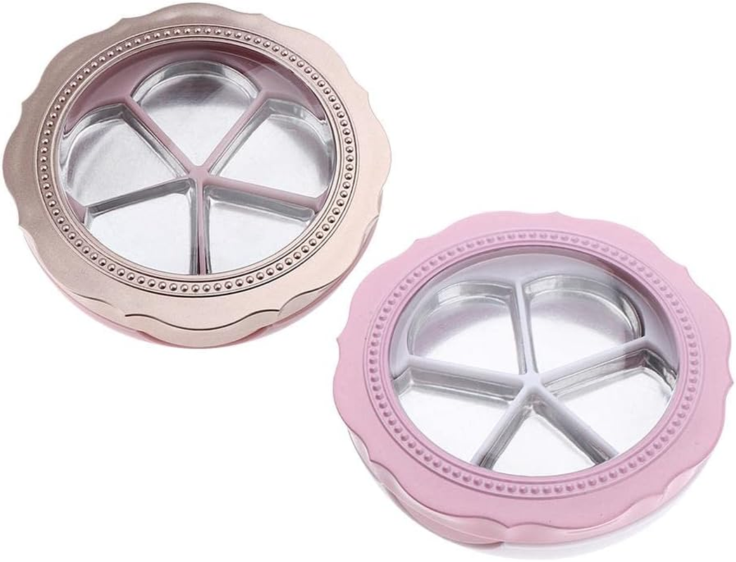 Oshhni Petite Plastic Makeup Palette with Aluminum Pans - Cosmetic Storage Solution, 4G, Pink White image number 5