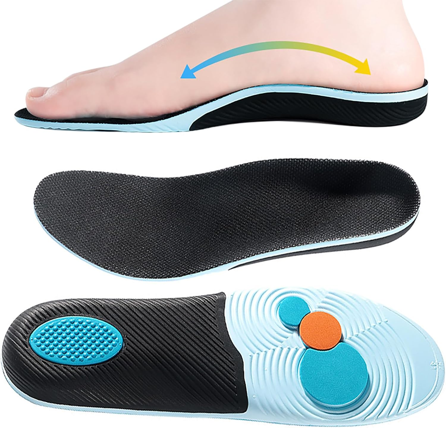 Anti-Fatigue Arch Support Insoles Orthotic Insoles with Arch Support Full Length Heel Seats Gym Insoles Pain Relief Running/Gym/Work (40.5-41.5) image number 1