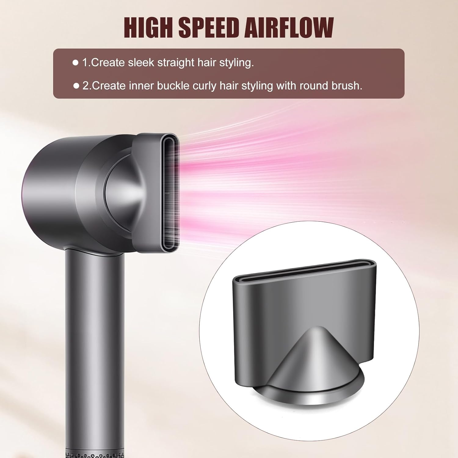 Odashen Gentle Air Attachments/Diffuser/Styling/Concentrator/Smoothing Nozzle Accessories for Dyson Supersonic Hair Dryer HD01,HD02,HD03 (Styling Concentrator) image number 2