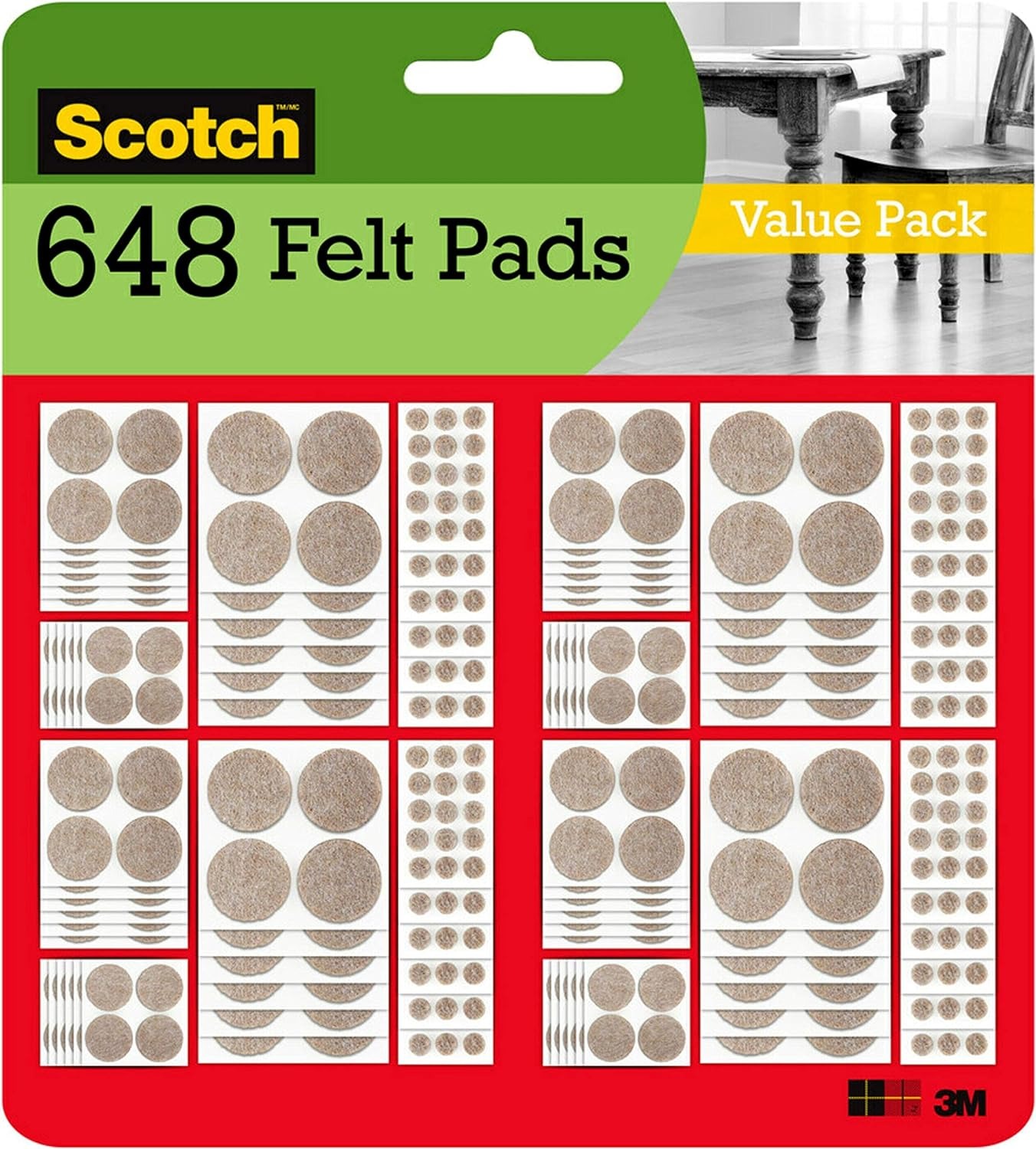 Scotch&trade; Felt Pads Value Pack, SP845-NA, Beige, 162 Pack