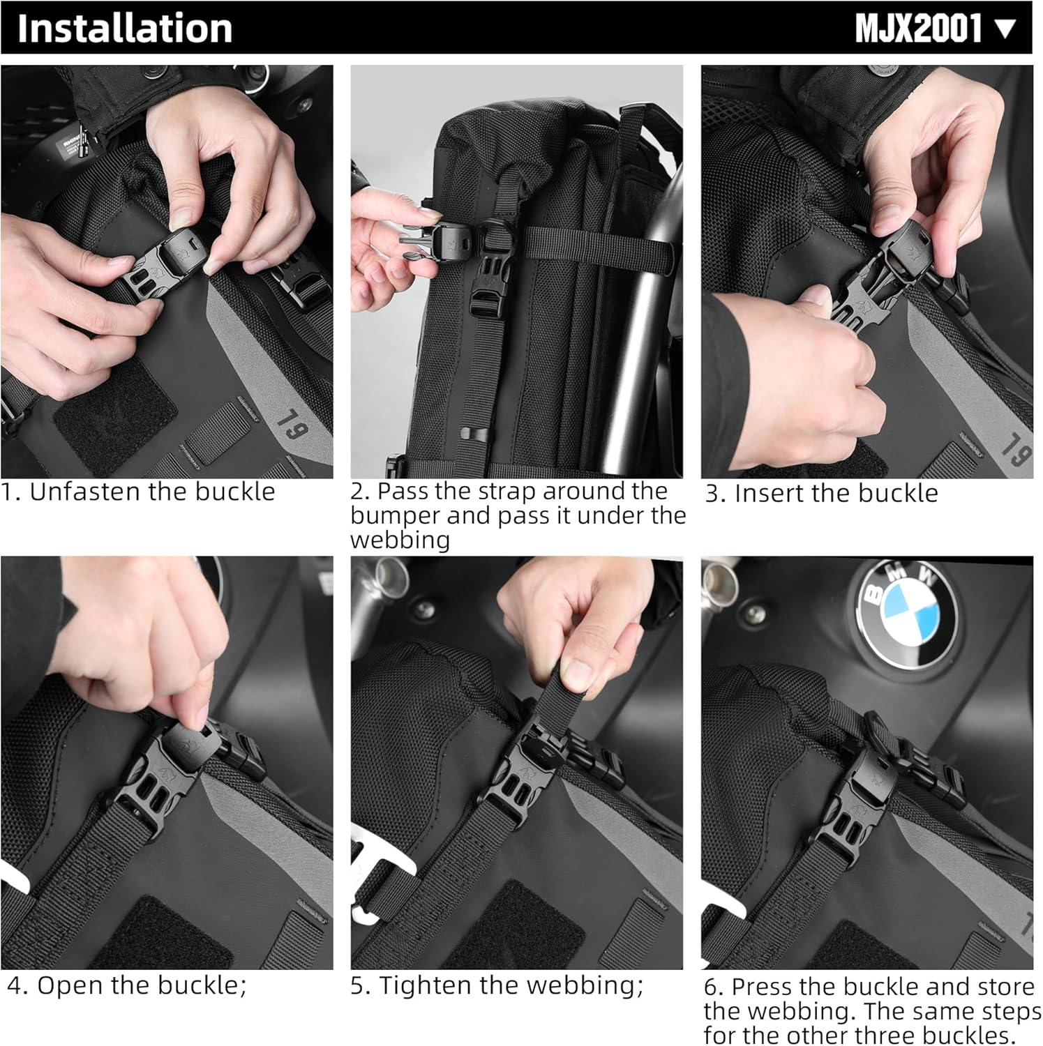 Rhinowalk Motorcycle Front Bumper Bag Tail Bag Motorbike Side Bag 6L Waterproof Motorcycle Saddle Pannier Bag with MOLLE System Professional Motor Accessories-Black