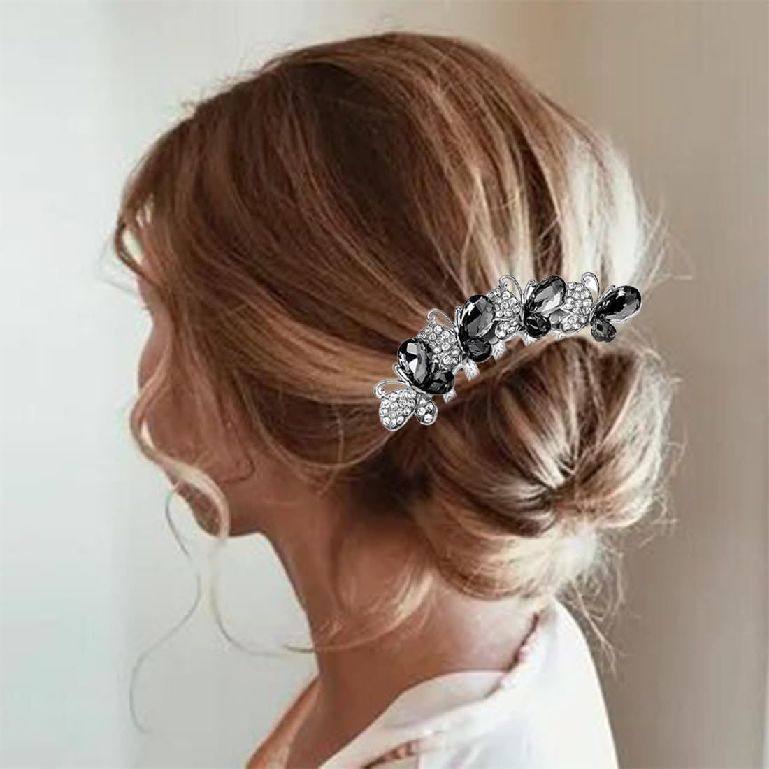 LYQNIHOB Hair Combs Pack of 1 with Rhinestones, Butterflies and Flowers - Accessories for Women and Girls, Ideal Gifts for Bridal Hairstyle, Elegant Hair Side Combs with Sparkling Details