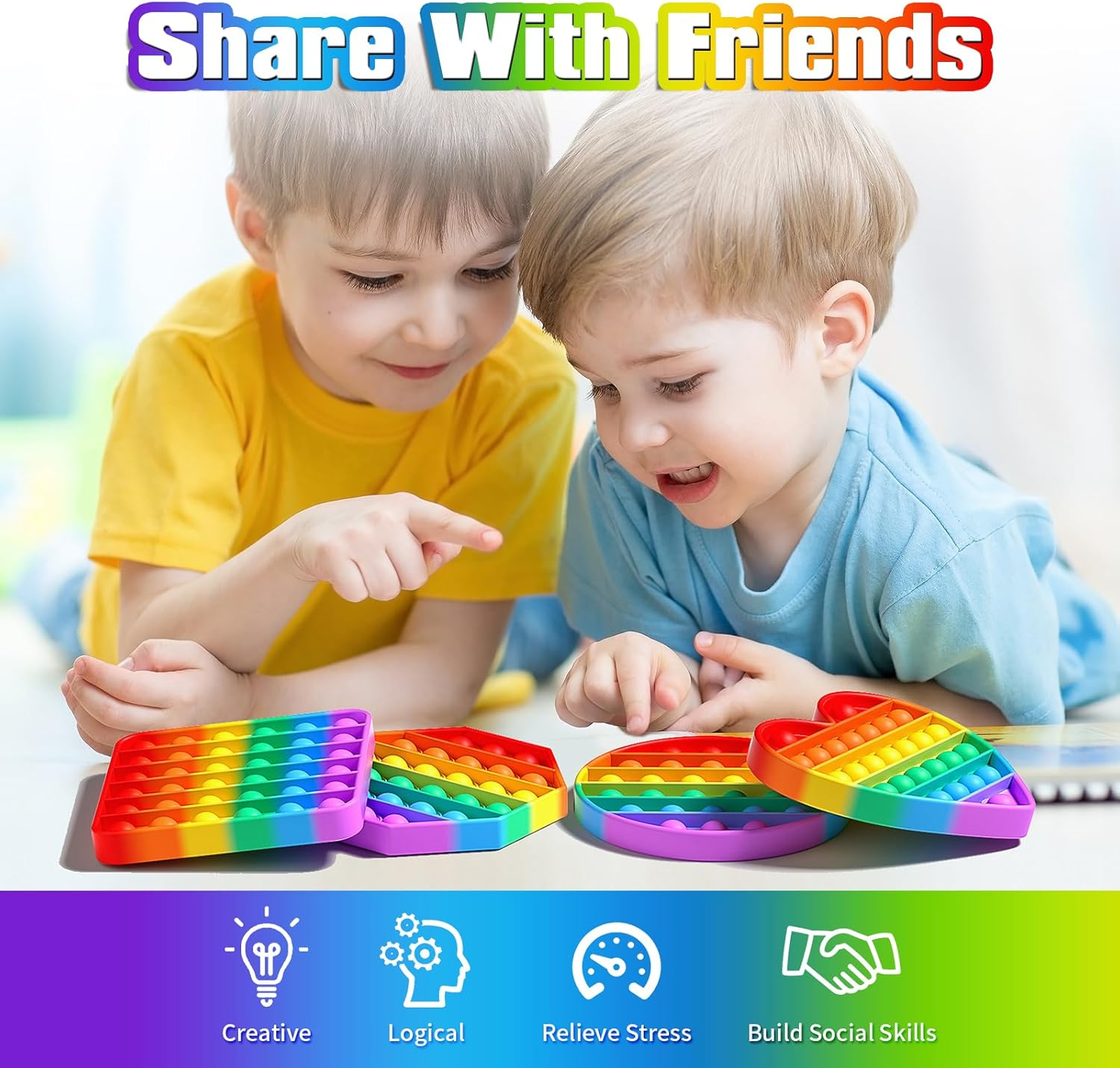 12 Pack Fidget Toys,Pop Fidgets Pack Party Favors for Kids & Adults,Push Sensory Toys Bulk Toddler Toys,Stress Relief Gifts for Easter Basket Stuffers,Party Supplies,Classroom Prizes image number 1