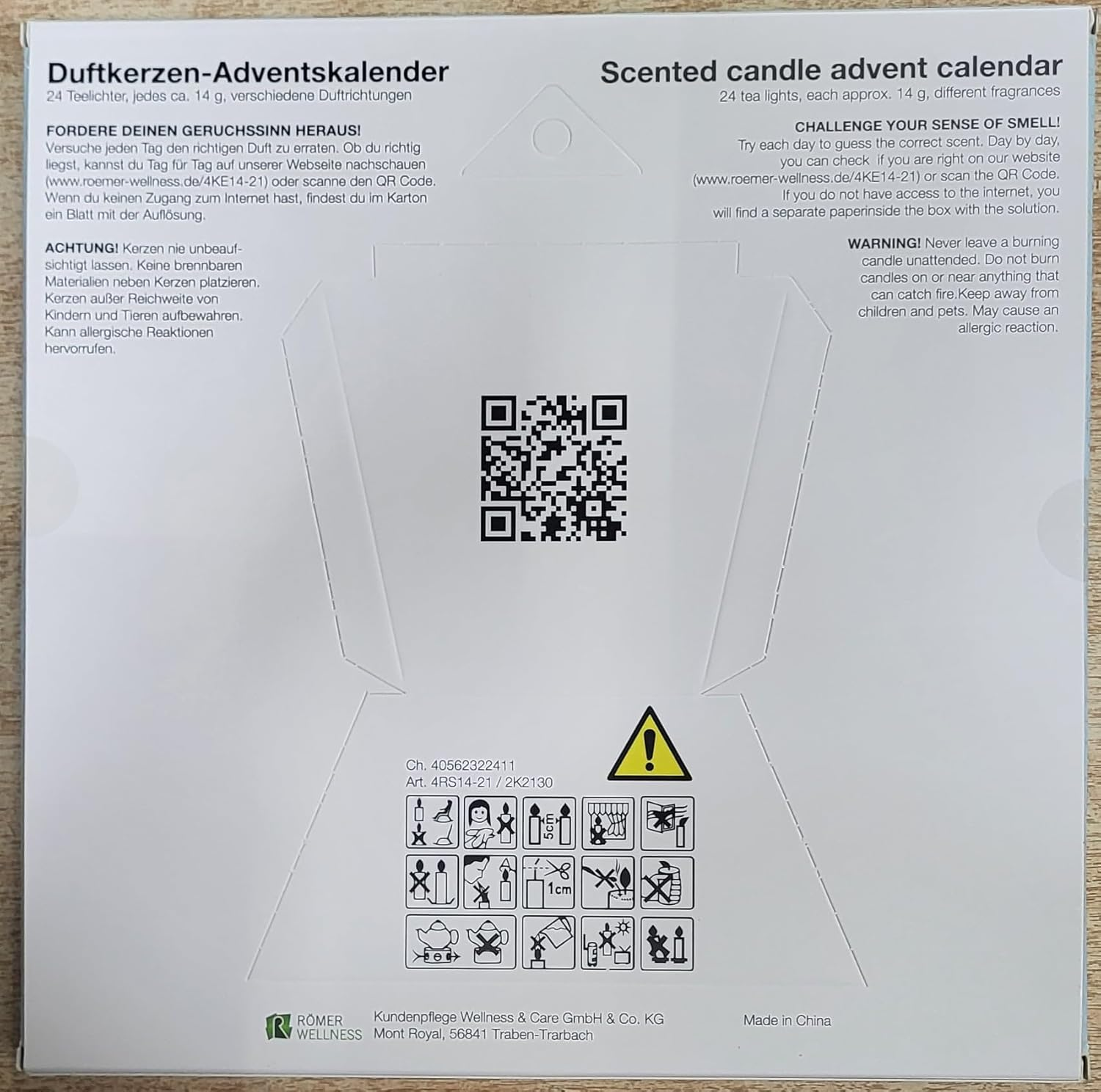 *Version 2025* R&ouml;mer Wellness Gift Item: Scented Candles Advent Calendar Charming Christmas with 24 Different Tea Light Scented Candles; Approx. 30 X 30 X 2 Cm image number 3