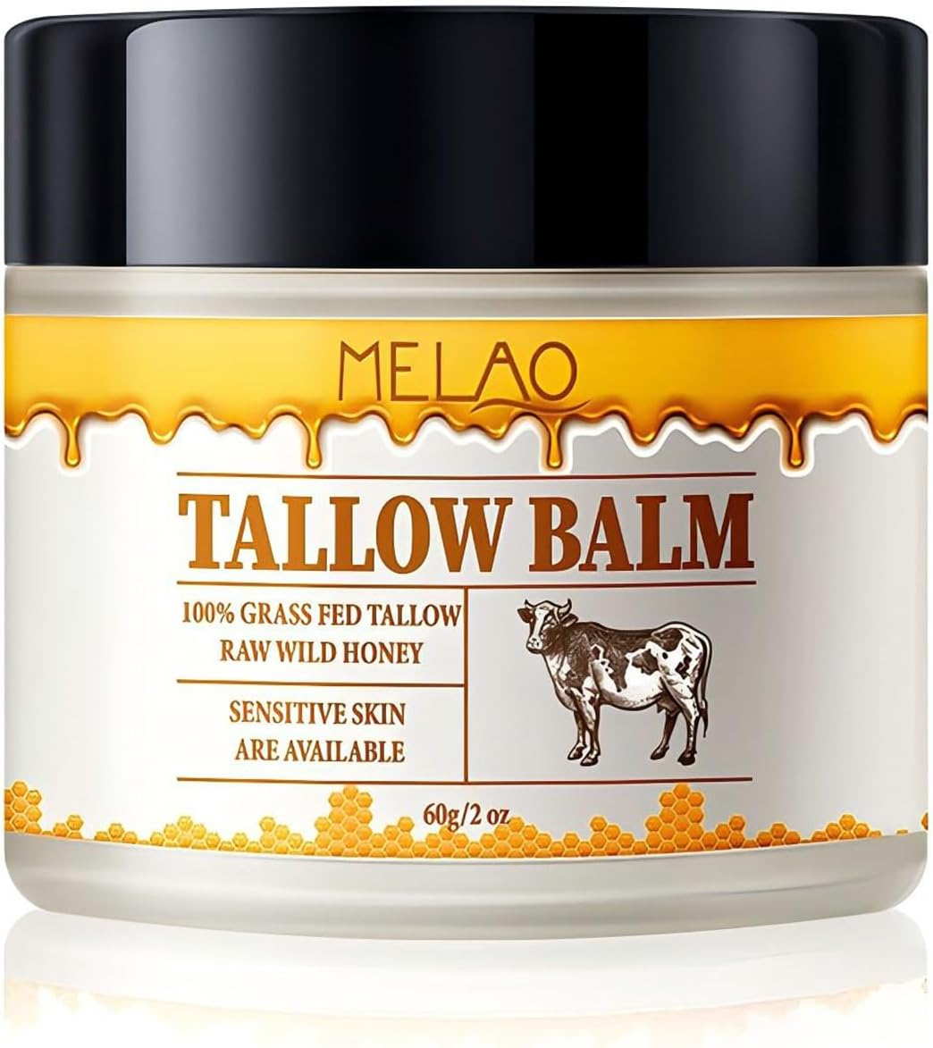 Grass Fed Beef Tallow & Honey Balm - Ultra Hydrating Face Moisturizer for Dry | Natural Tallow Cream for Soft, Glowing Skin | Men & Women | Vegan Skincare image number 4
