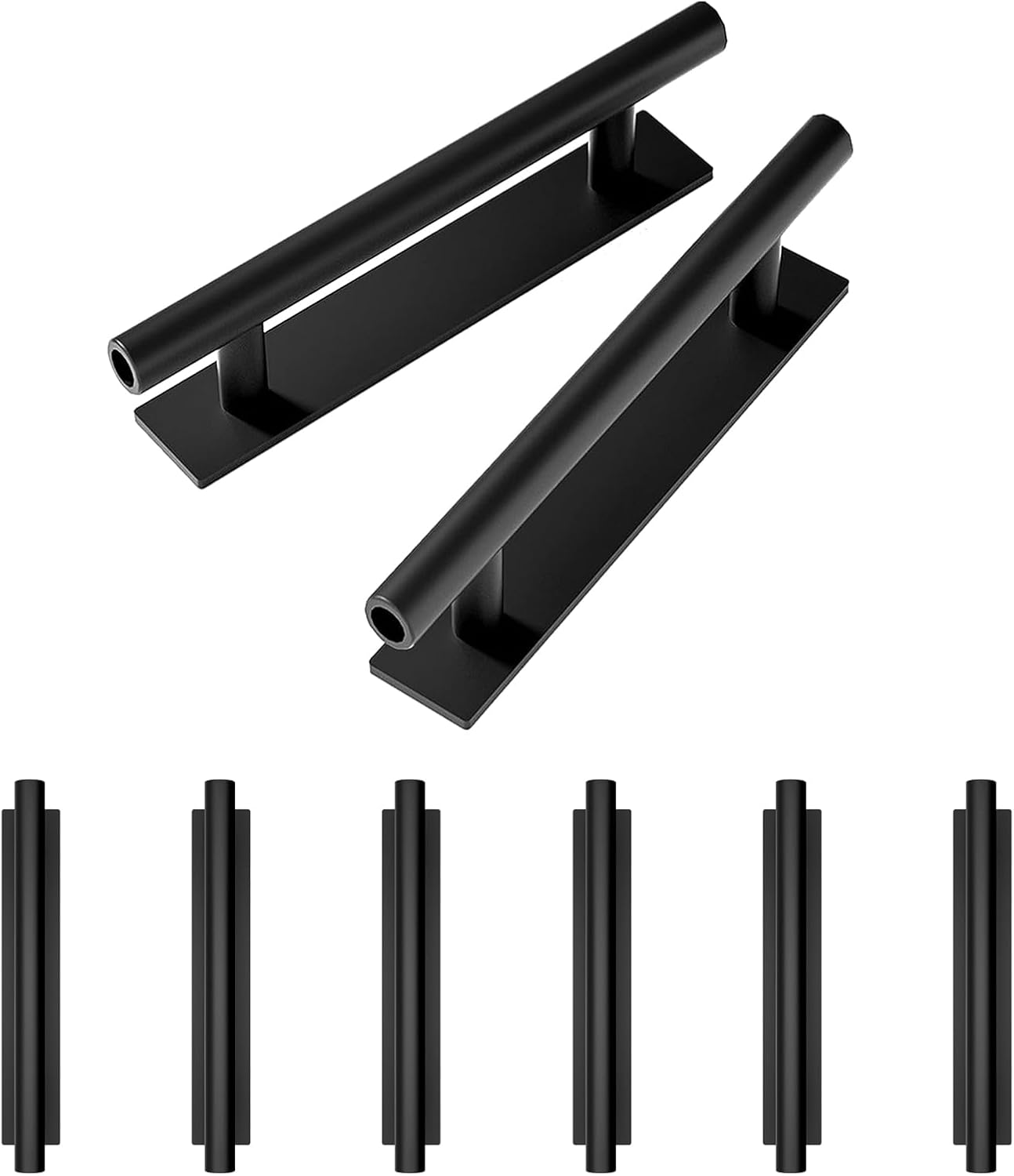 Kwa Heri 8 Pack Self-Stick Push Pull Helper Black Hidden Cabinet Handle ABS Plastic Door Window Wardrobe Handle Instant Cabinet Drawer Furniture Handles (Black)