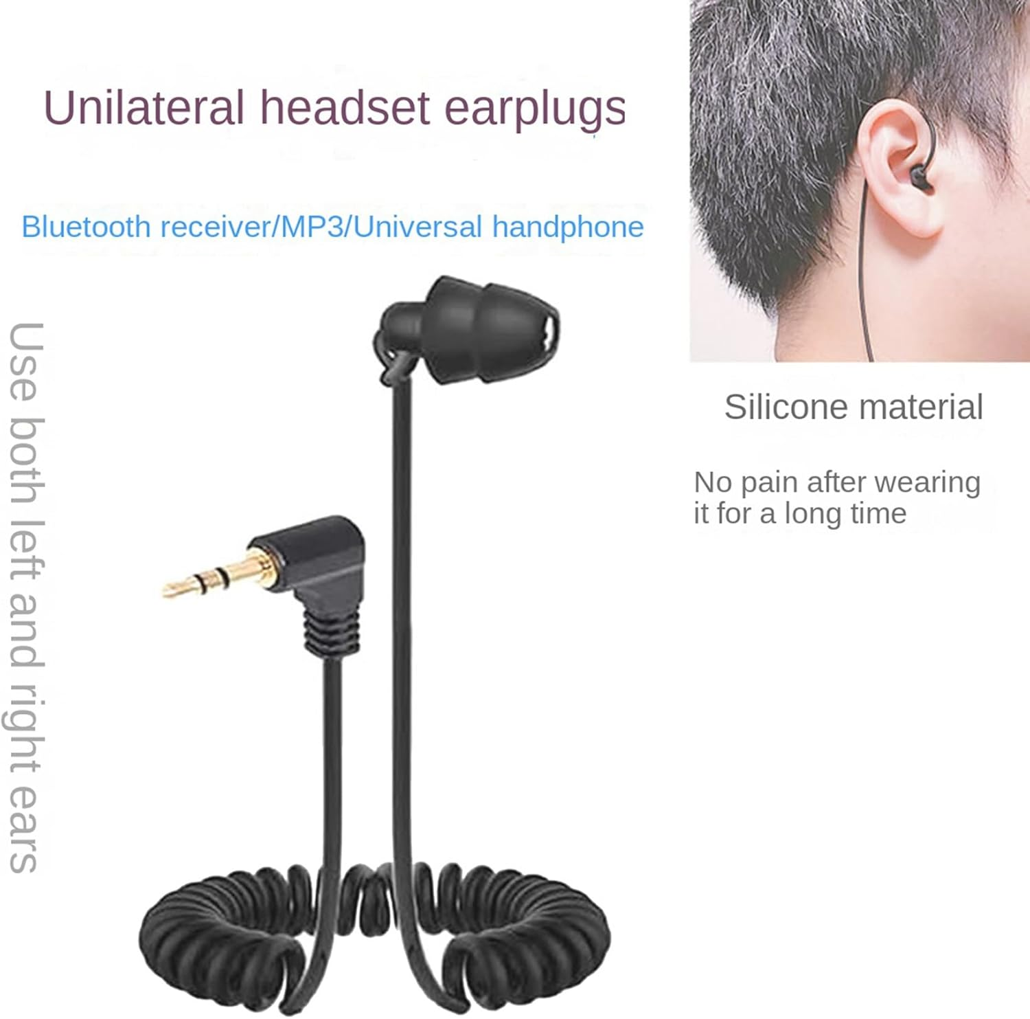 Kaifucy 4Pcs 3.5Mm Spring Earphones Single Side Headphones Earbuds Wired Headset for Mobile Phone MP3 Computer image number 6