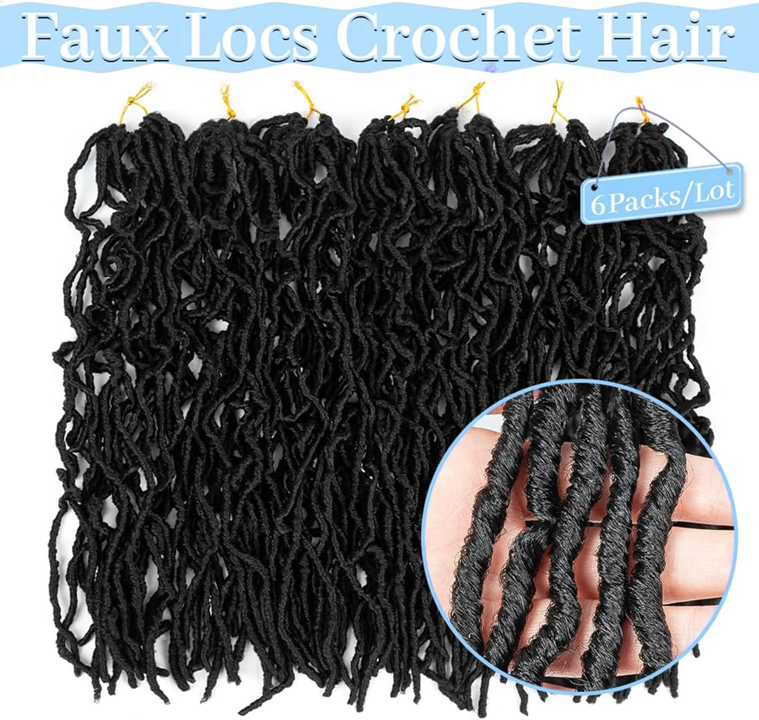 18 Inch New Faux Locs Crochet Hair Soft Locs Crochet Hair Natural Faux Braids Pre-Looped Synthetic Afro Roots Braid for Black Women image number 6