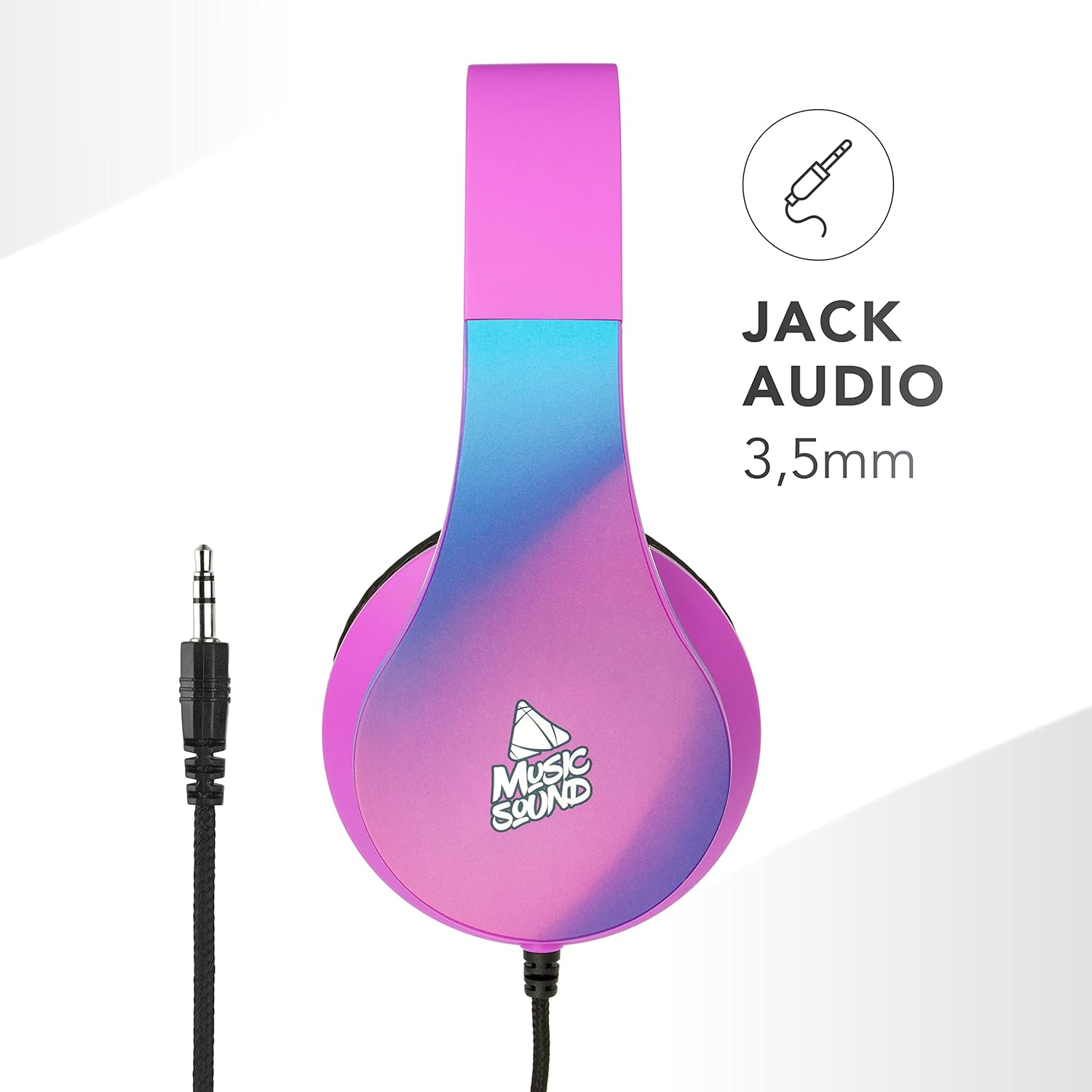 Music Sound | over Ear Fantasy Wired Headphones | Expandable and Foldable On-Ear Headphones with Headband and 1.2M Tangle-Free Cable - 3.5Mm Jack - Purple - Line image number 4