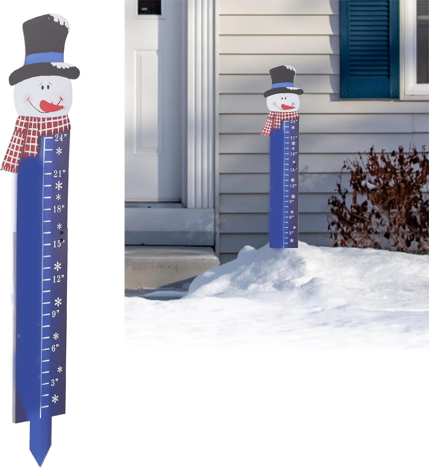 Snow Gauges Outdoor, 24 Inch Snowfall Measuring Gauges, Winter Snowflake Metal Ruler, Handmade Metal Snow Measuring Stick Snow Gauges for Yard, Christmas Rain Gauges Outdoor image number 5