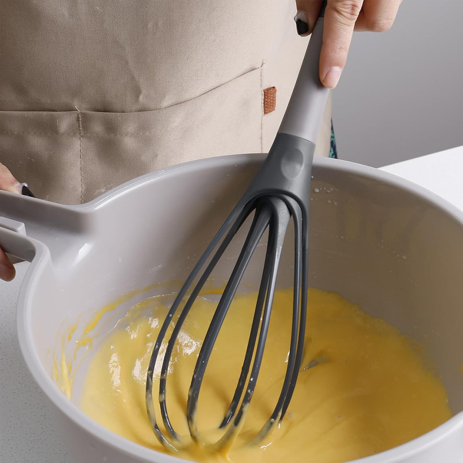 Flat Whisk and Balloon Whisk- Suitable for Non-Stick Cookware, Silicone, Blue image number 3