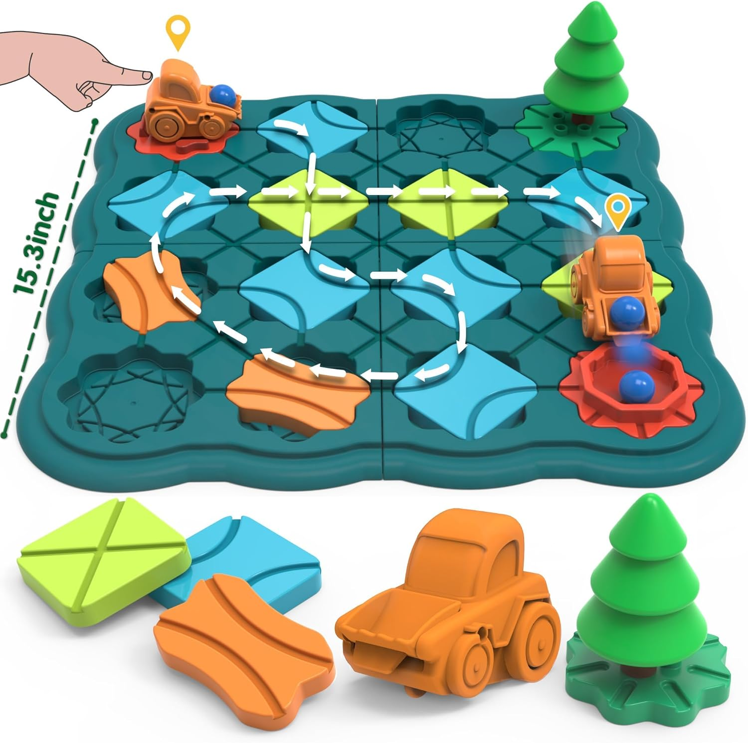 MAKTOR Preschool Learning Toys for Toddlers, Kids STEM Board Games - Logic Road Builder Brain Teasers Puzzles for 3 4 5 6 7 8 Year Old Boys Girls (28 PCS) image number 6