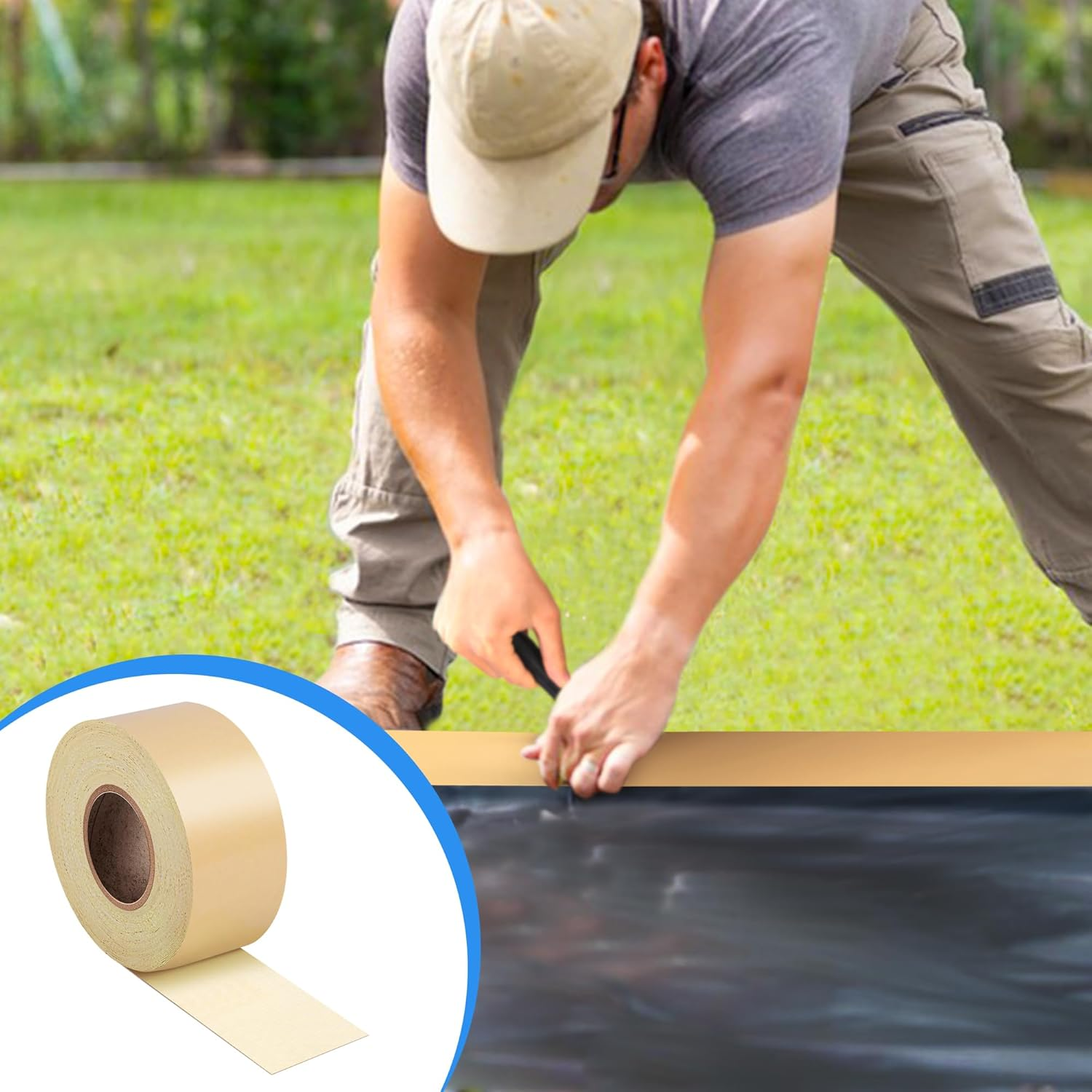 Adnee 50'X 3" Pond Liner Seam Tape-Double Sided Self Adhesive Butyl Pond Liner Tape-Waterproof Pond Seam Tape for EPDM Pond Liner Garden Cover Patch Repair image number 5