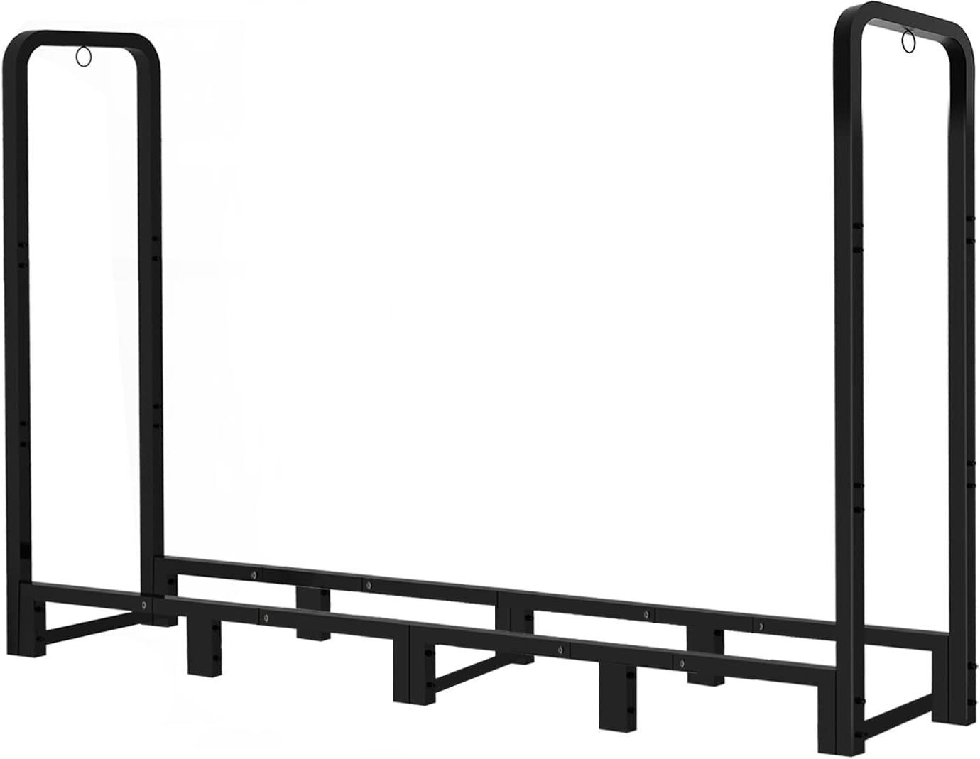 Artibear 8Ft Outdoor Firewood Rack, Upgraded Heavy Duty Logs Stand Stacker Holder for Fireplace - Metal Lumber Storage Carrier Organizer, Bright Black image number 5