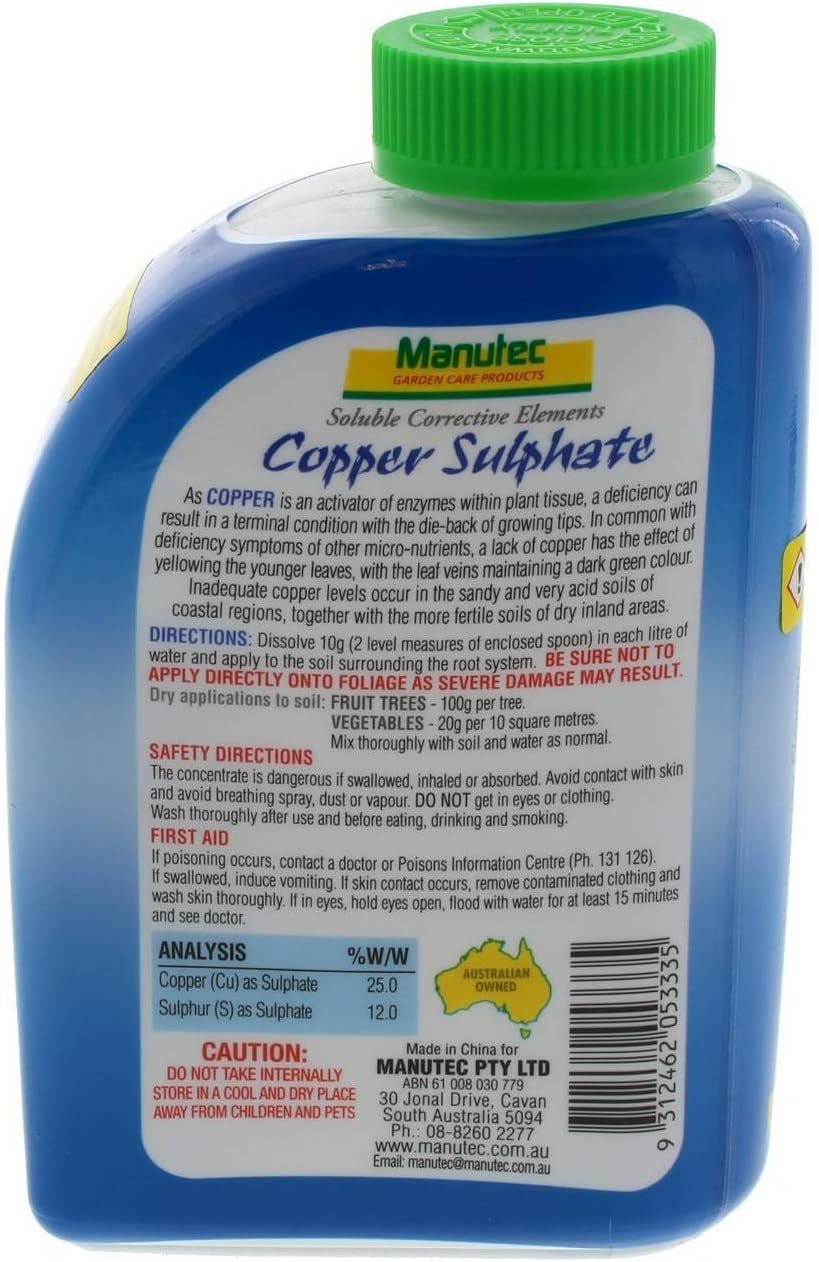 Copper Sulphate Bluestone Soluble Corrects Copper Deficiences Manutec 500G image number 1