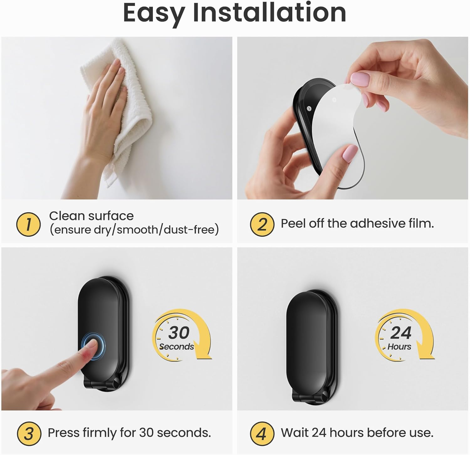 Itramax Wall Mount Headphone Hanger,Adhesive Headset Holder under Desk,2 Pack Magnetic Headphone Monitor Stand Hook, Foldable Sticky PC Gaming Headset Earphone Clamp for Airpods Max,Hyperx,Xbox-Black image number 4