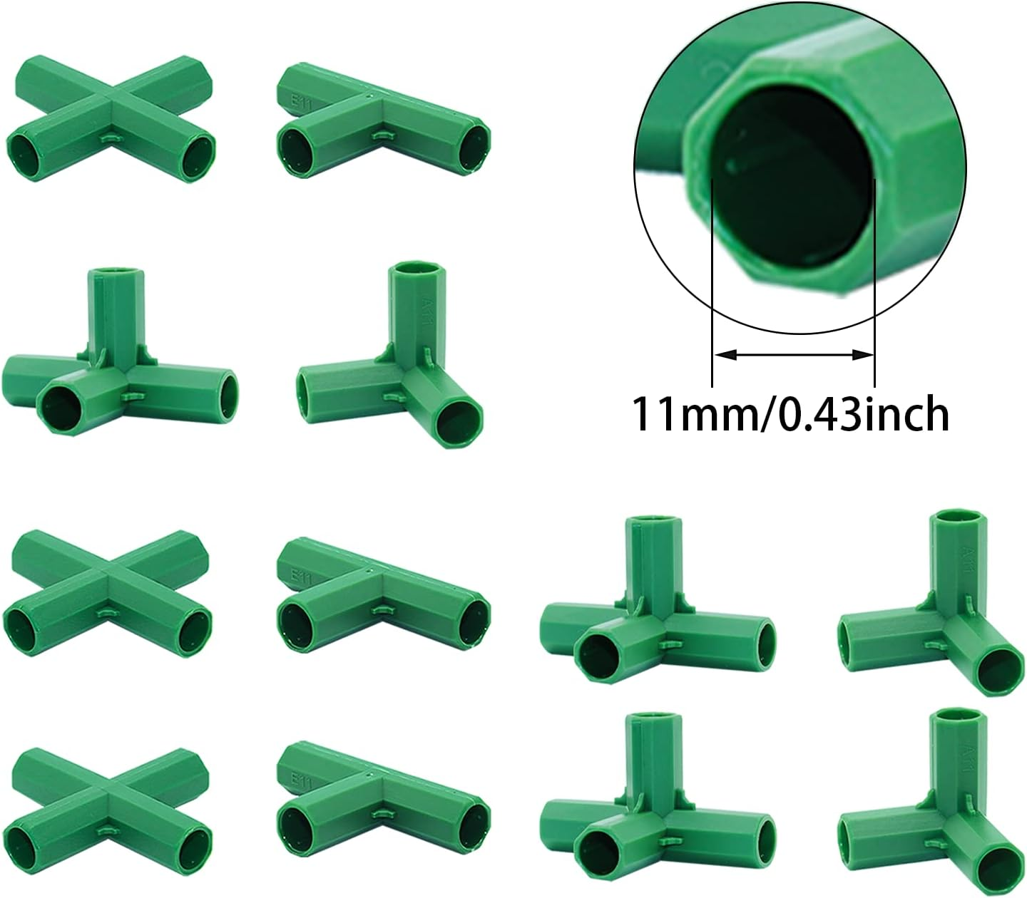 20PCS Fitting 11MM 4 Types Stable Support Heavy Duty Greenhouse Frame Building Connector Suitable for Grape Trellis Sunscreen Shed Gardening image number 2