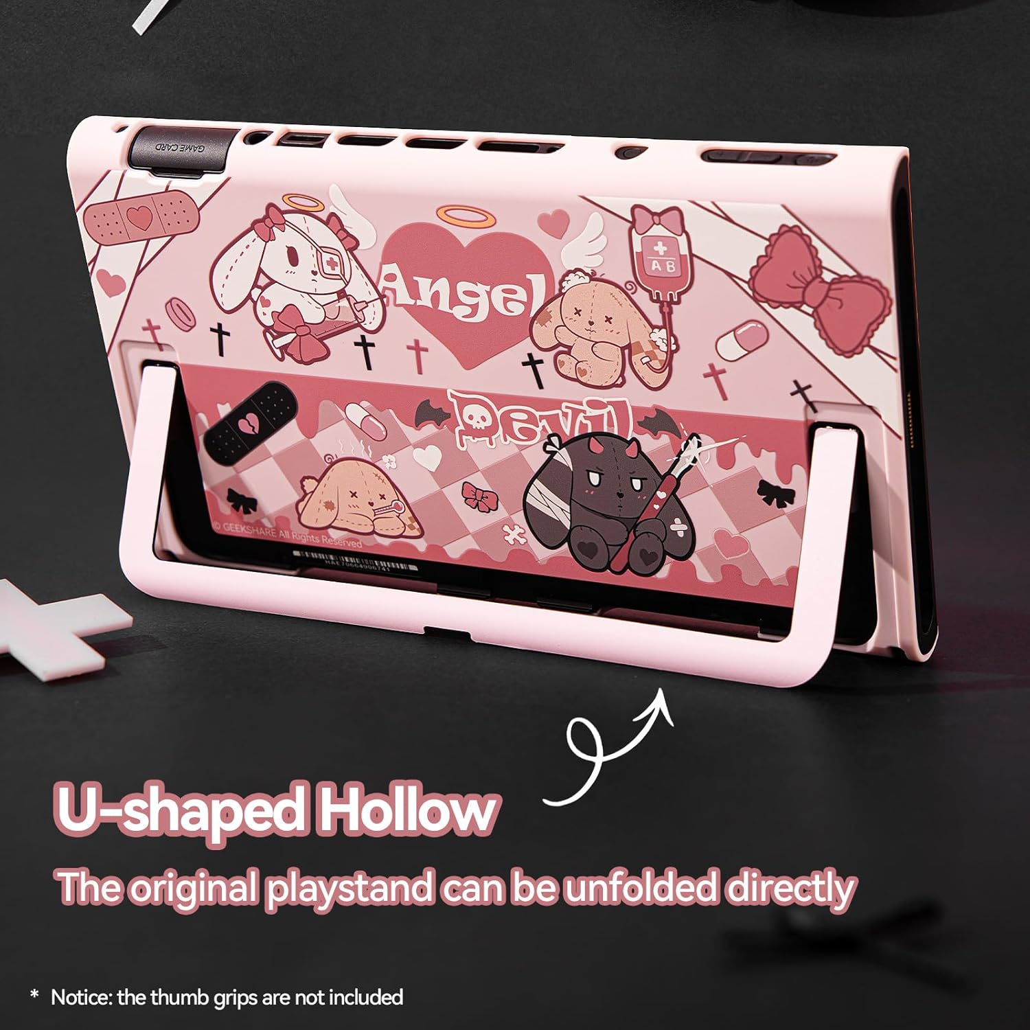 Geekshare Slim Protective Case Compatible with Switch 2 (2025), Anti-Scratche and Shock-Absorption Dockable Hard Shell for Switch 2 Game Console - Gothic Bunny image number 1