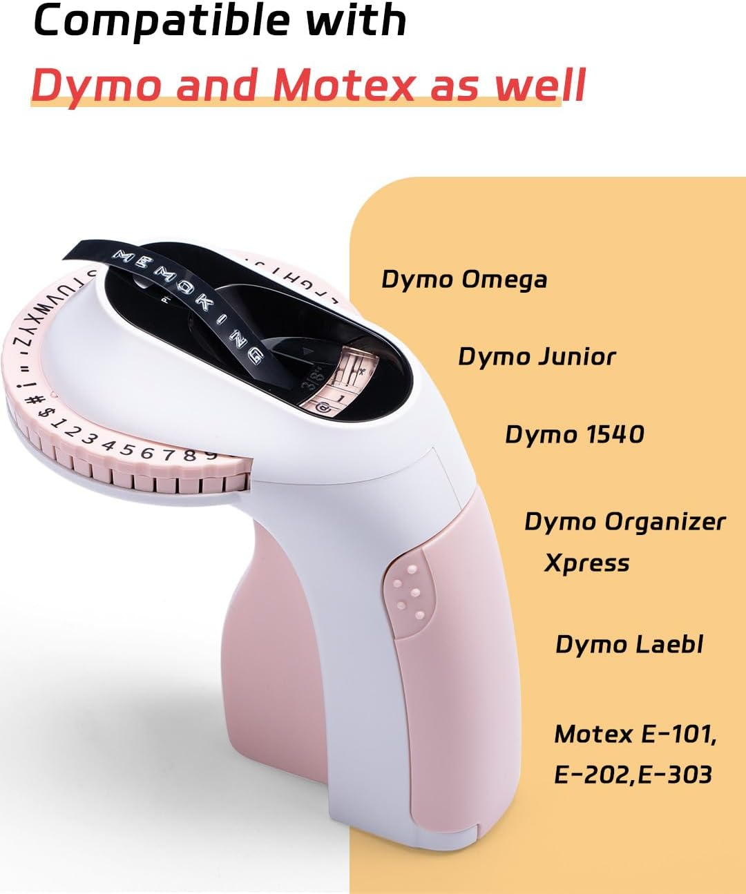 Memoking Embossing Label Tape 3/8"(9Mm) X 3M, 3D Embossing Labels Compatible with Dymo Omega, QANYEGN, Phomemo E975 Embossing Label Maker, 3D Plastic Labels, Black/Green/Purple/Pink/Blue, 5 Pack